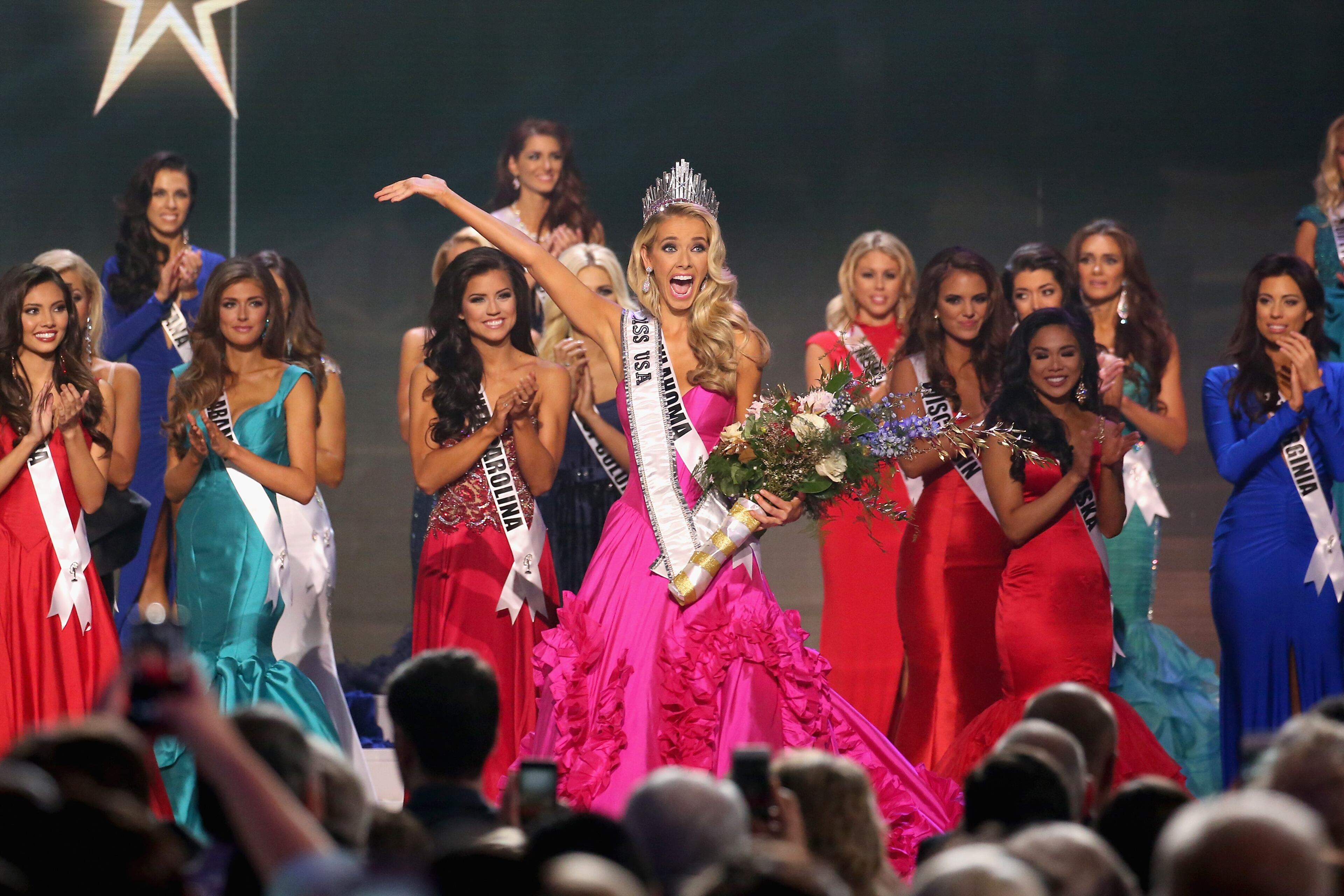 BATON ROUGE, LA - JULY 12: Miss USA 2015 Olivia Jordan Miss USA 2015 Olivia Jordan walks onstage at 2015 Miss USA Pageant Only On ReelzChannel at The Baton Rouge River Center on July 12, 2015 in Baton Rouge, Louisiana. (Photo by Josh Brasted/Getty Images for Miss USA)