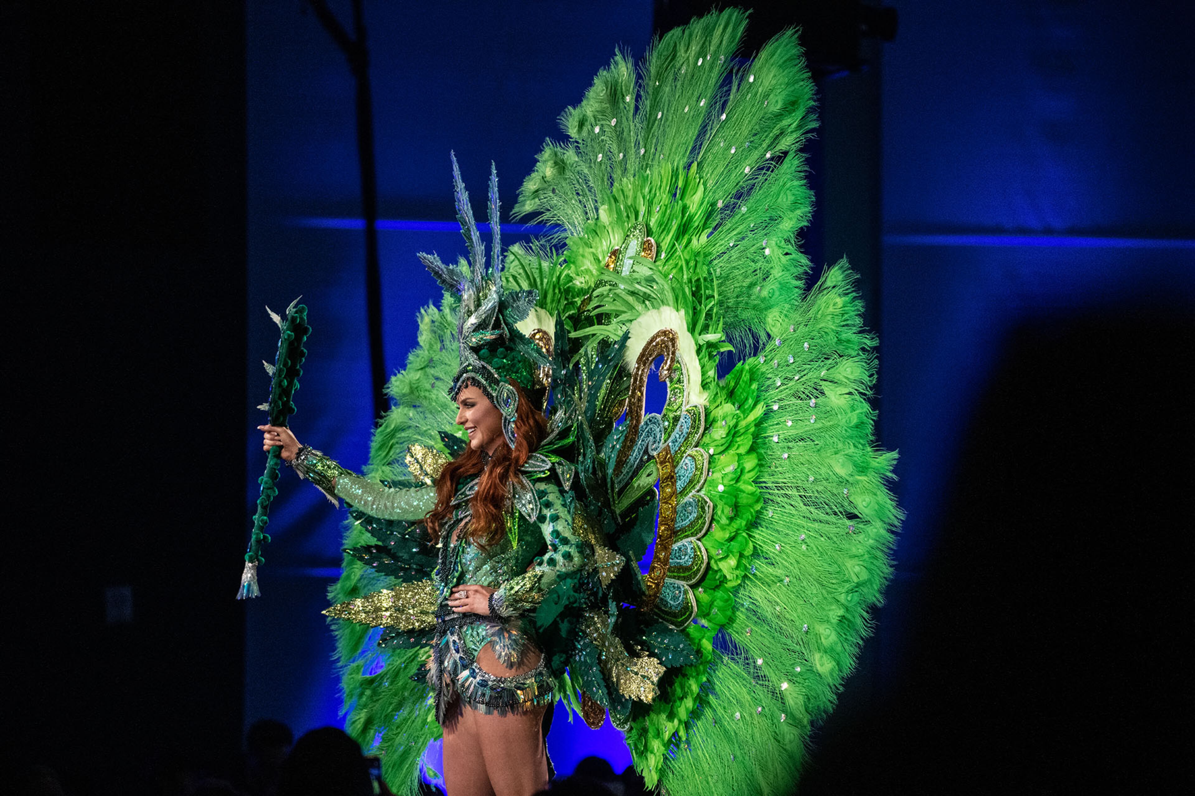 Miss Canada Alyssa Boston showcases her costume that represents her country at the Miss Universe Pageant National Costume Show in Atlanta on Friday, Dec. 6, 2019. PHOTO BY ELISSA BENZIE/FOR THE AJC