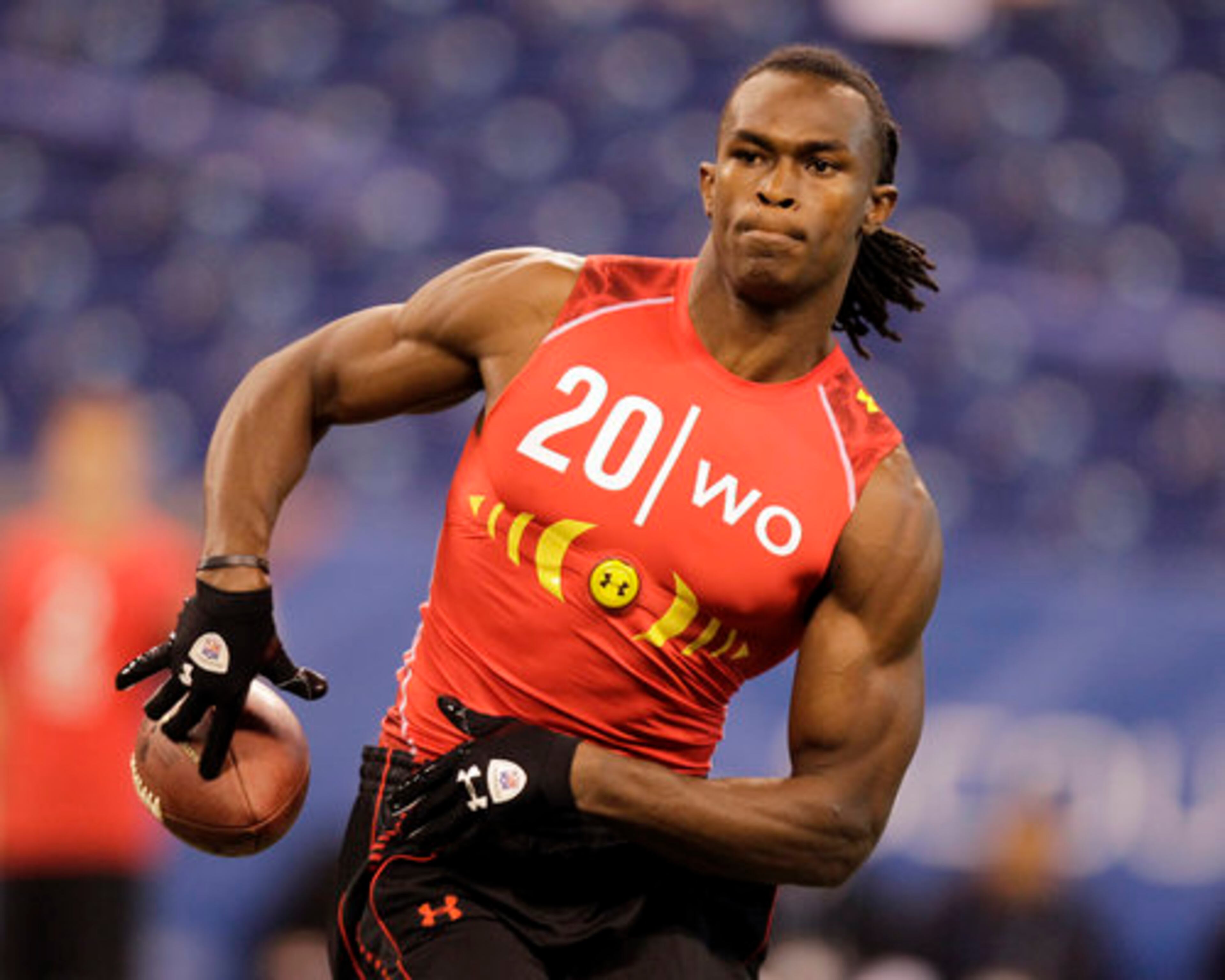 Julio Jones had an impressive NFL combine, running 4.39 in the 40 plus he had a broad jump of 11 feet, 3 inches and a vertical jump of 38 1/2 inches.