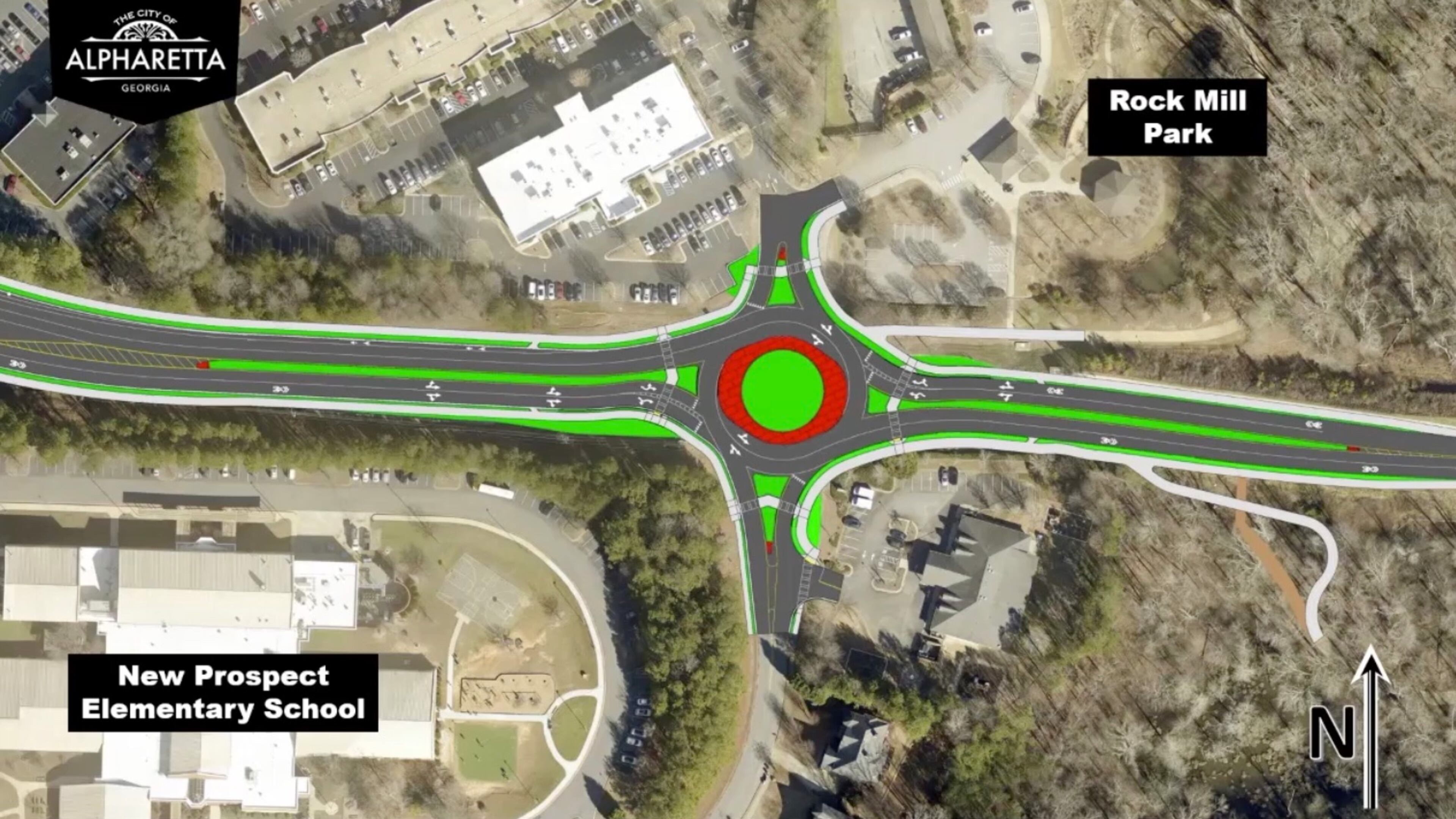 The new two-lane roundabout on Kimball Bridge Road in Alpharetta is now fully operational. (Courtesy City of Alpharetta)