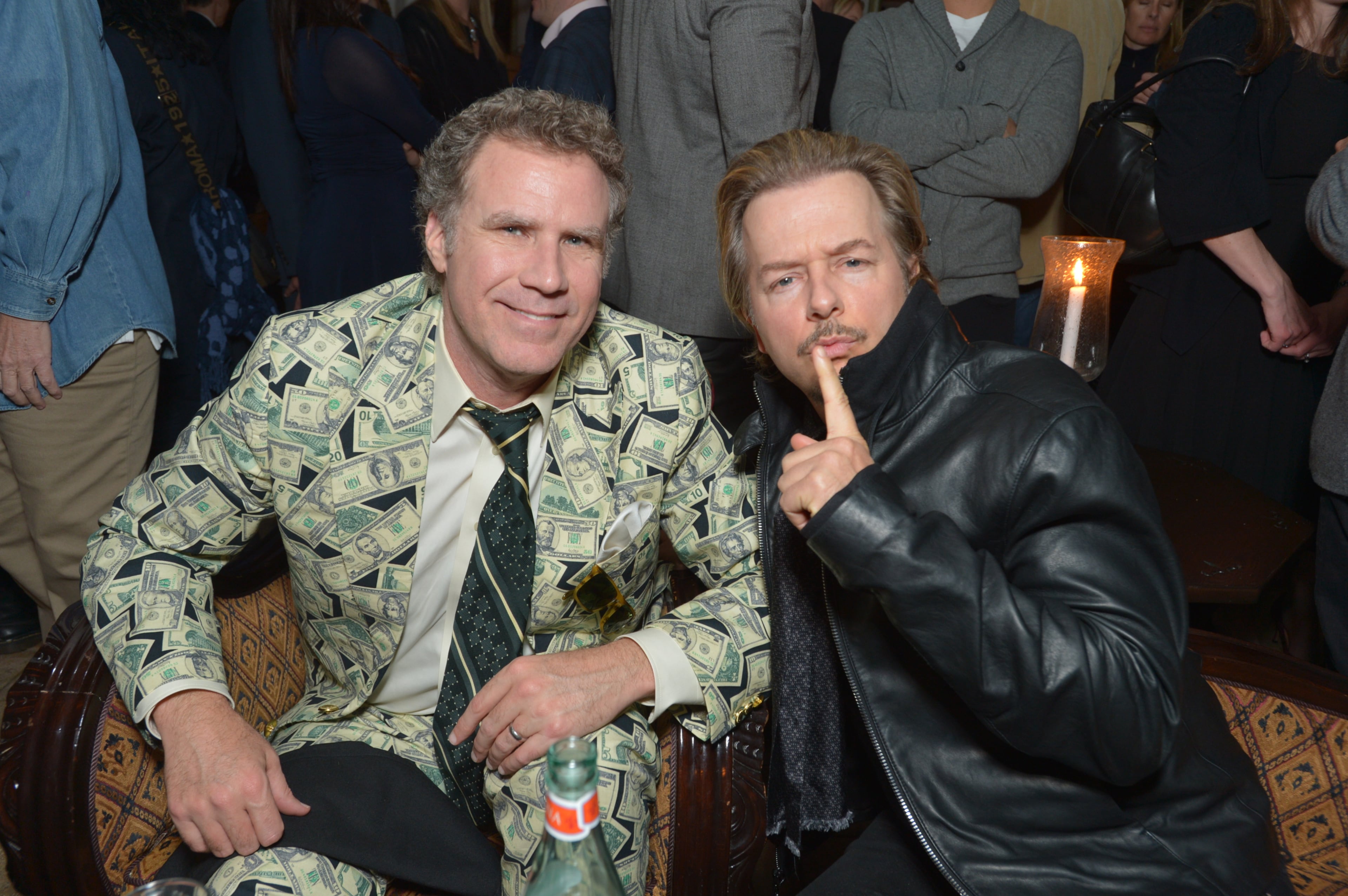 Will Ferrell, left, and David Spade attend IFC's "The Spoils of Babylon" premiere event at the Chateau Marmont on Tuesday, Jan. 7, 2014, in West Hollywood, Calif.