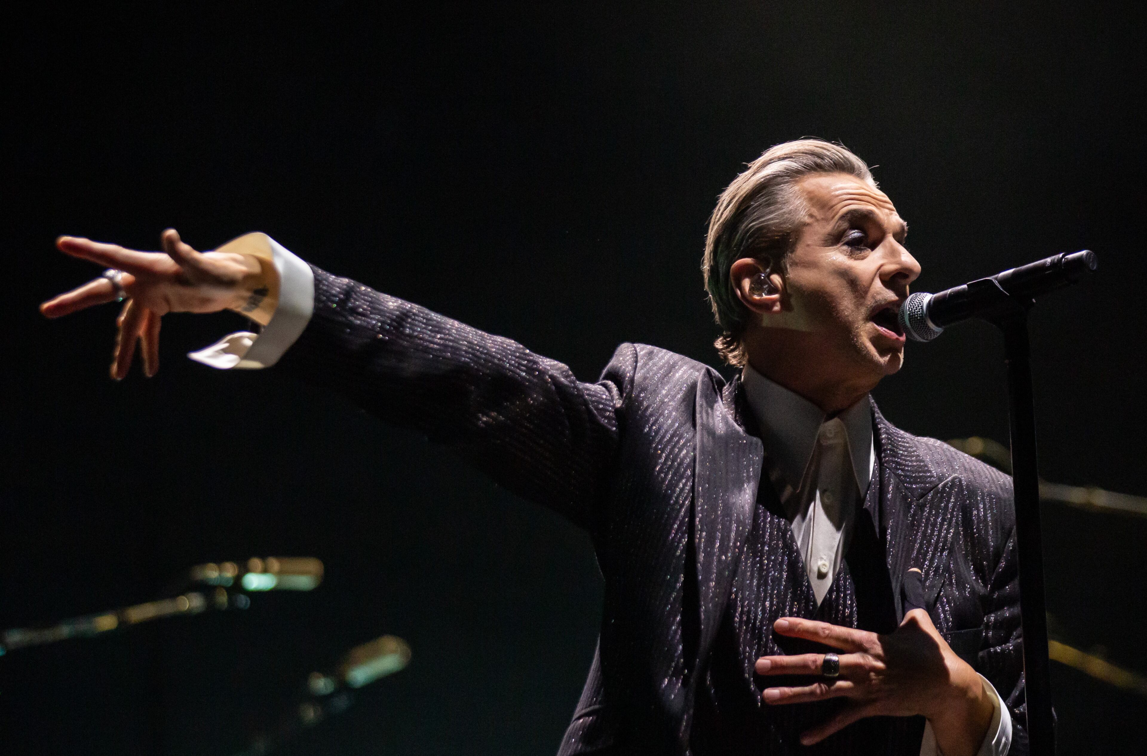 Depeche Mode play to a sold out crowd at State Farm Arena on Oct. 15, 2023. (Ryan Fleisher for The Atlanta Journal-Constitution)