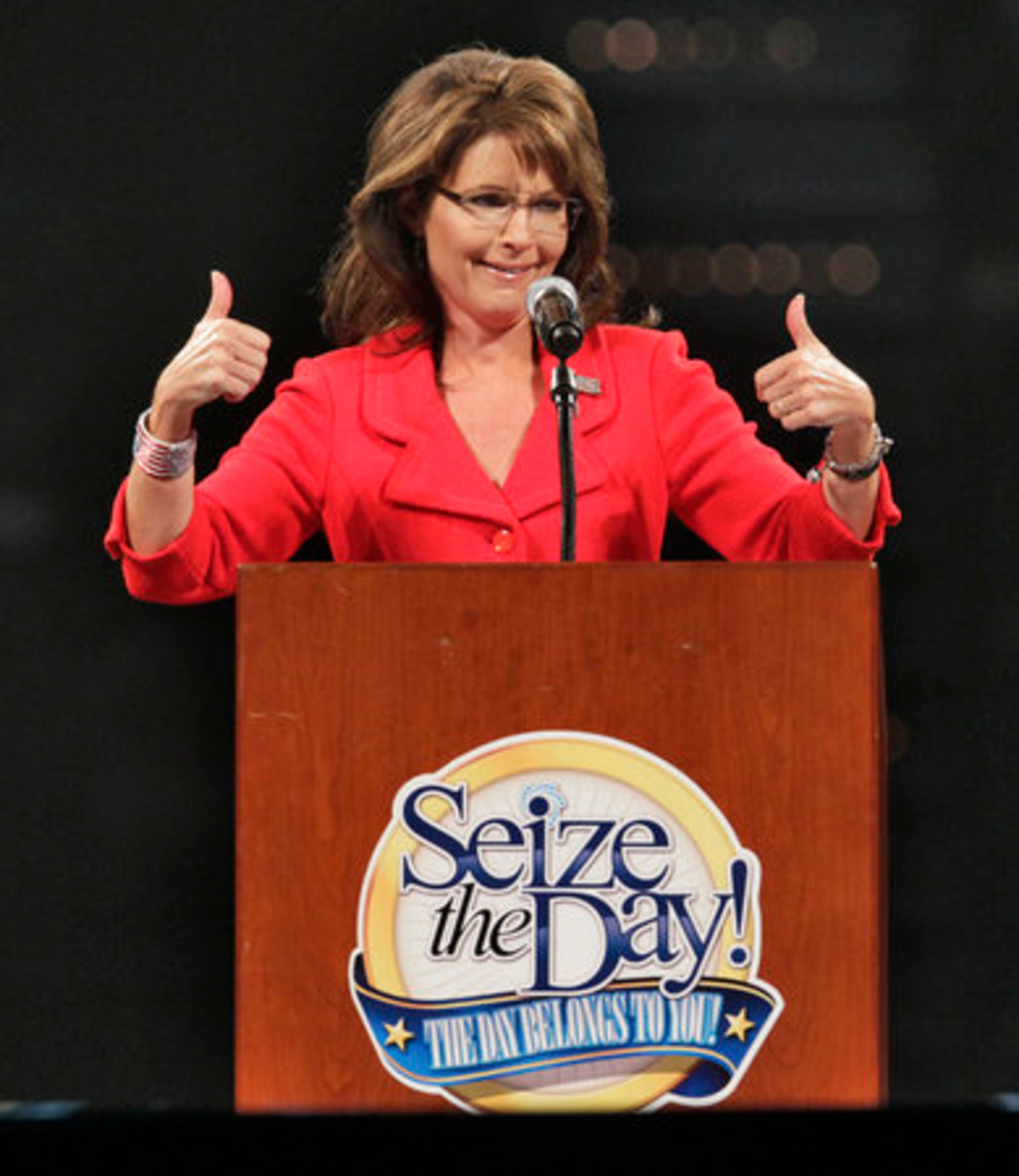 Sarah Palin was a huge hit with the crowd Tuesday, Nov. 9, at the Seize the Day event at Philips Arena. Invited speakers included Palin, Bill O'Reilly, Tom Hopkins, Phil Town, Laura Bush, Terry Bradshaw, Ben Stein, John Maxwell, and Les Brown. Palin spoke about overcoming obstacles.