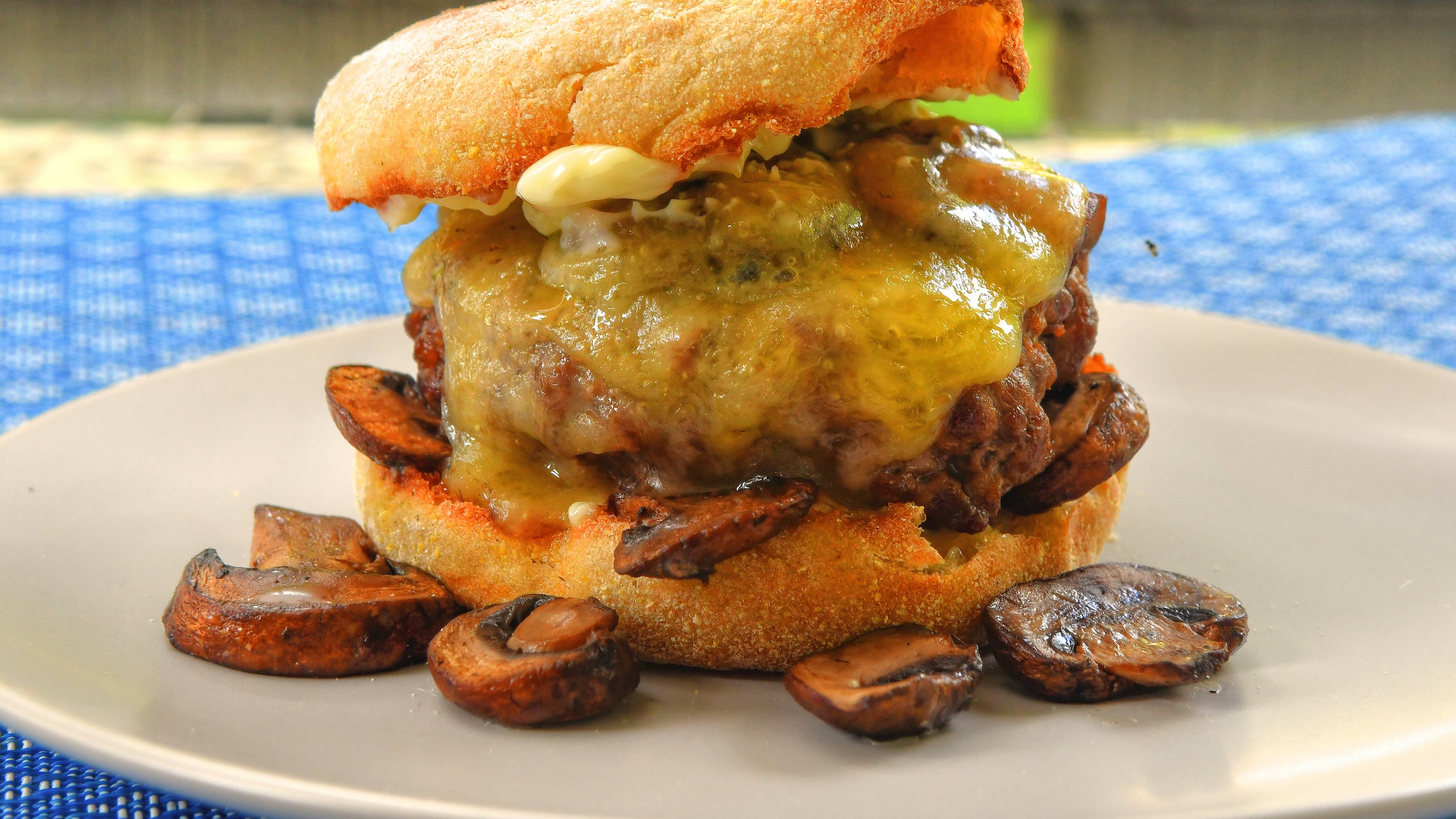 Mushroom Swiss Broiled Burgers. (Chris Hunt for The Atlanta Journal-Constitution)