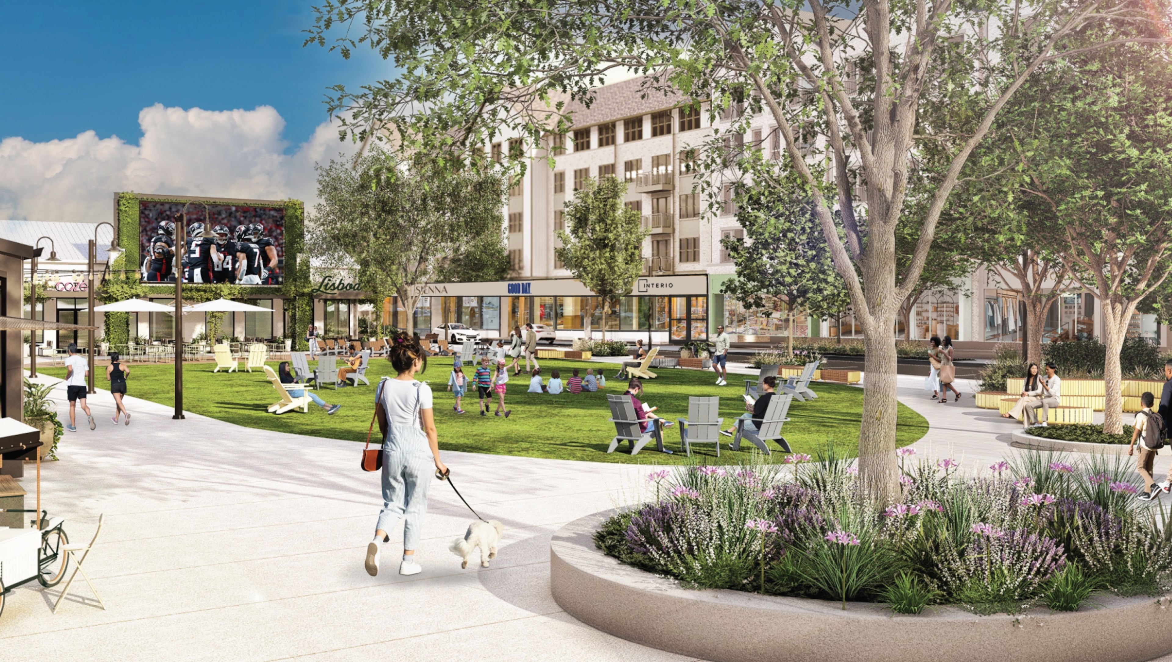 A rendering of the atmosphere at Lulah Hills, the 78-acre redevelopment of the former North DeKalb Mall. (Courtesy of Edens)