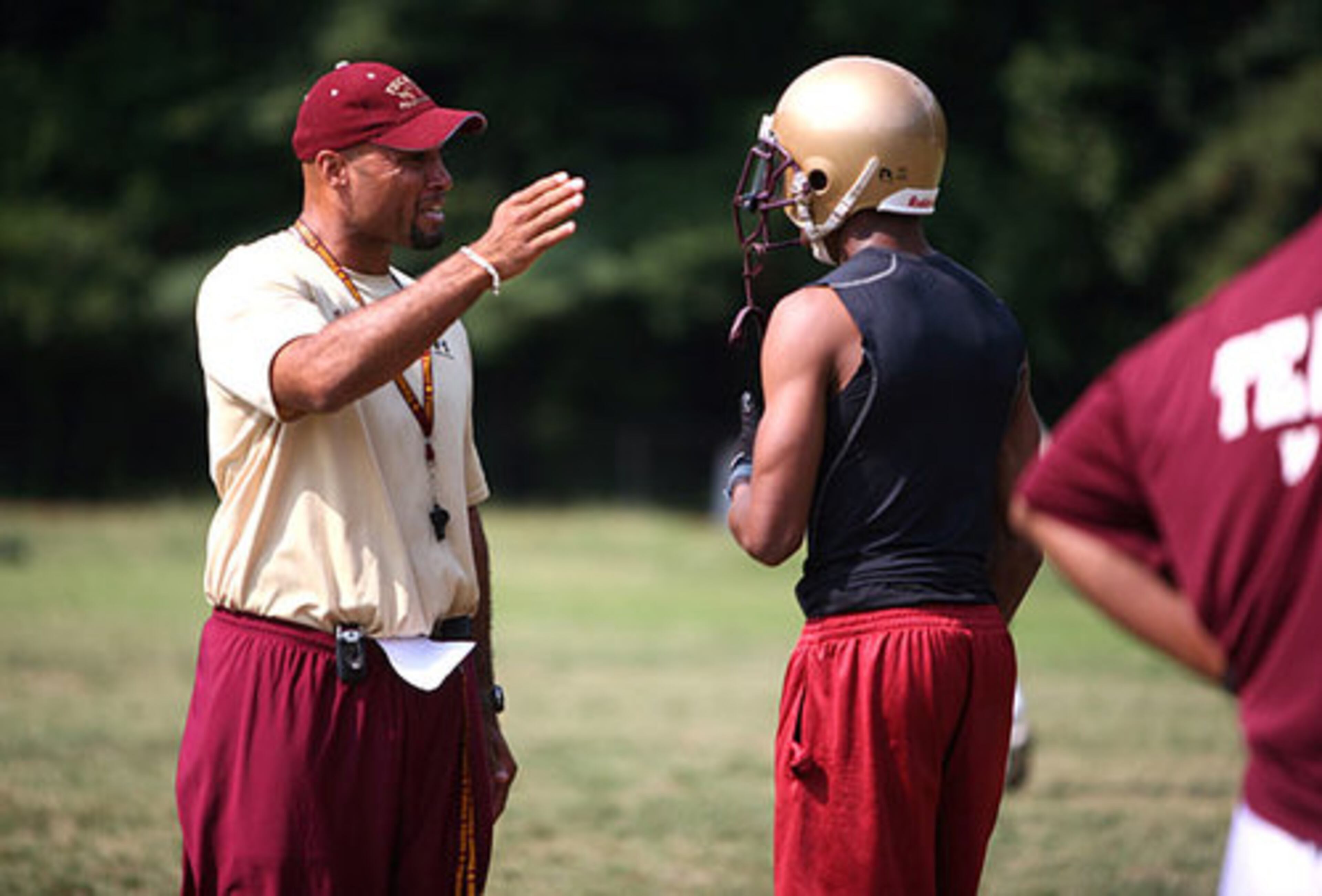 After losing nine players on defense to graduation, Tucker faces challenges in '08. "That's a huge hole to fill," Stephens (left) told the AJC during spring drills.