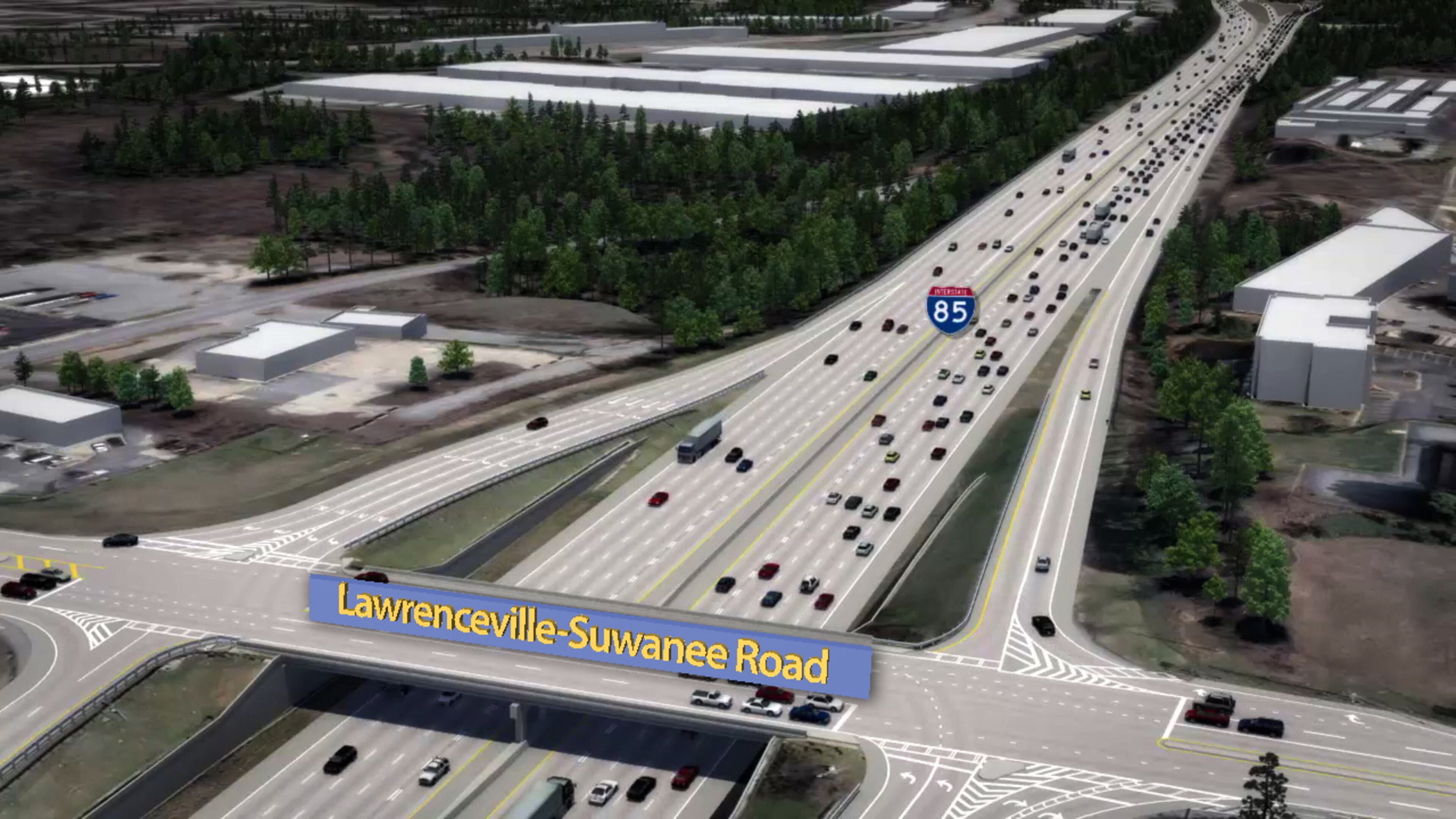 Construction on the I-85 Express lane extension will continue with traffic pacing. Courtesy Georgia DOT