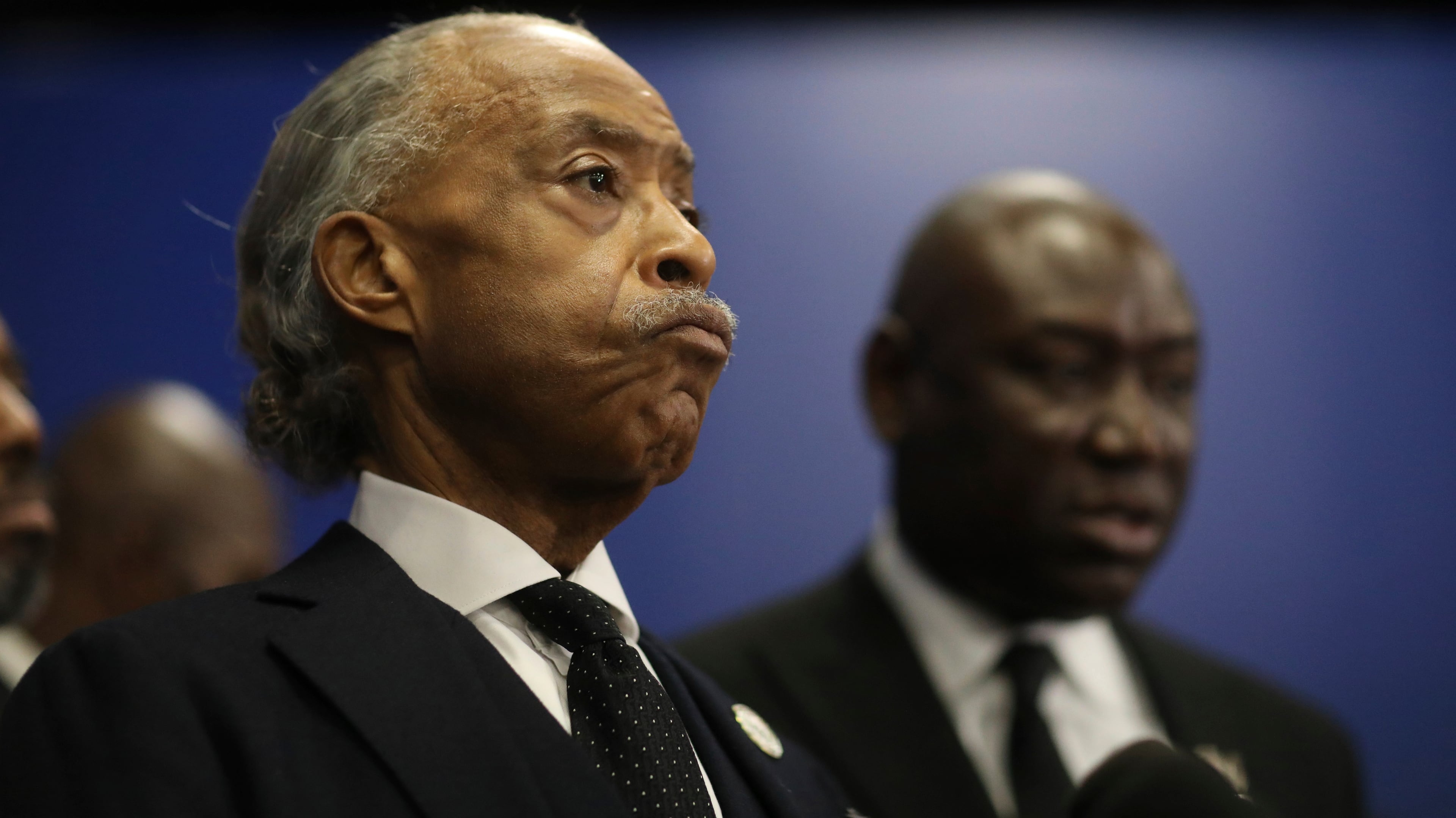 FILE - The Reverend Al Sharpton and attorney Ben Crump speak at the funeral for 14-year-old Valentina Orellana-Peraltaat the City of Refuge Church in Gardena, Calif., on Jan. 10, 2022. The family of a Mississippi 18-year-old who was found dead after a July 4 boat trip with friends to an island off the Gulf Coast is expected to call for greater transparency at a planned news conference Friday, July 10, 2026, with the Rev. Al Sharpton and noted civil rights attorney Ben Crump.(AP Photo/David Swanson, file)