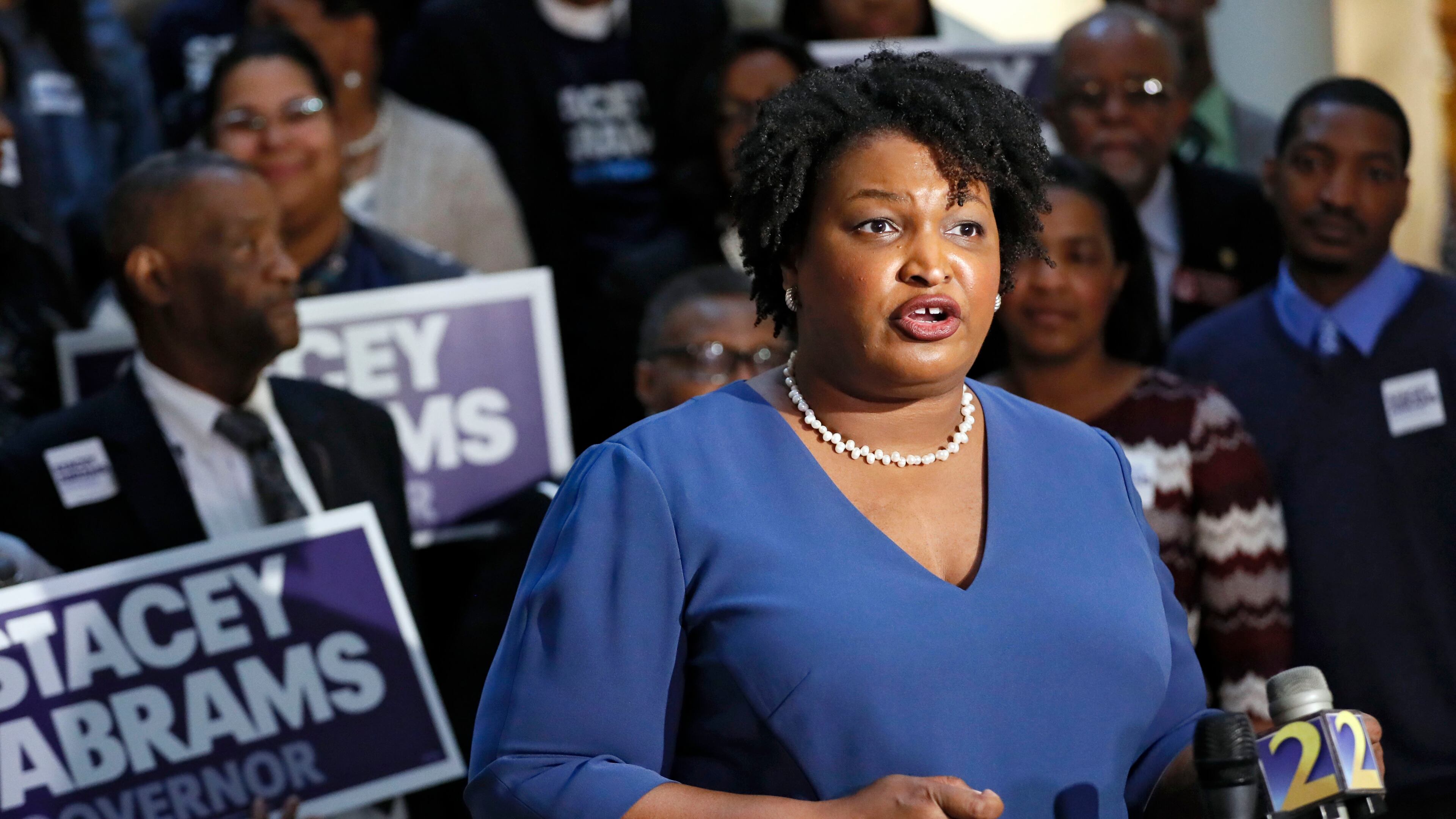 Stacey Abrams as she qualified as a Democratic candidate for governor earlier this month. BOB ANDRES /BANDRES@AJC.COM