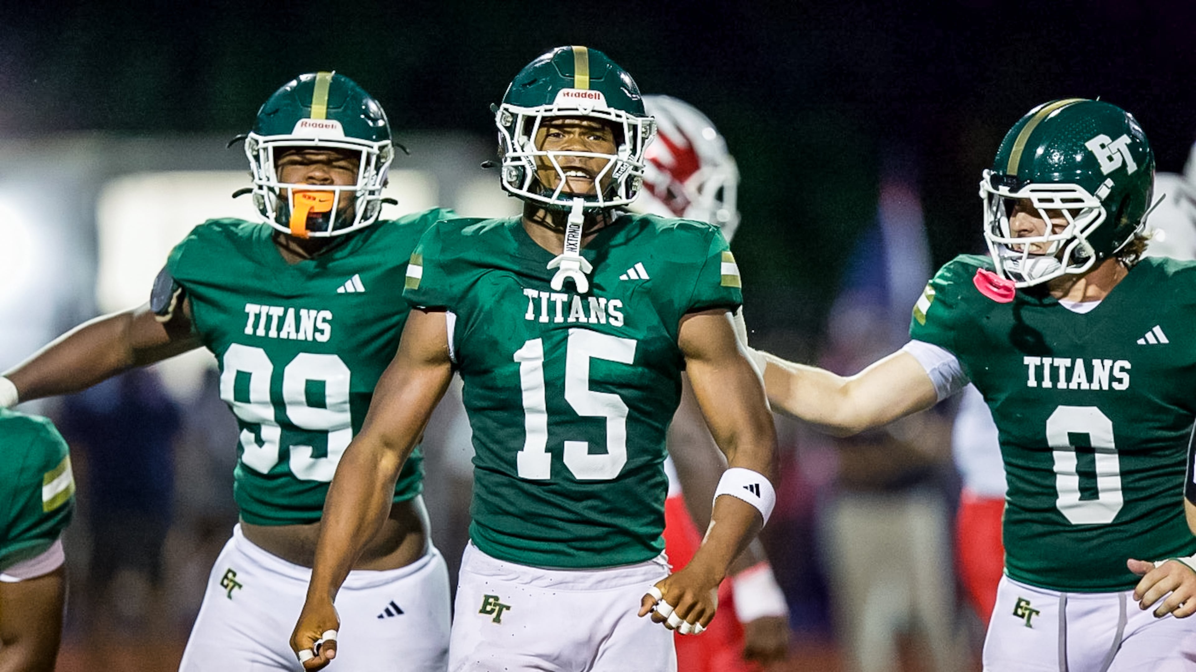 Five-star Blessed Trinity EDGE DJ Jacobs forces a key fumble against Milton High School on Friday, Aug. 28, 2026, in Roswell, Georgia. (Jeff Sentell/DawgNation)