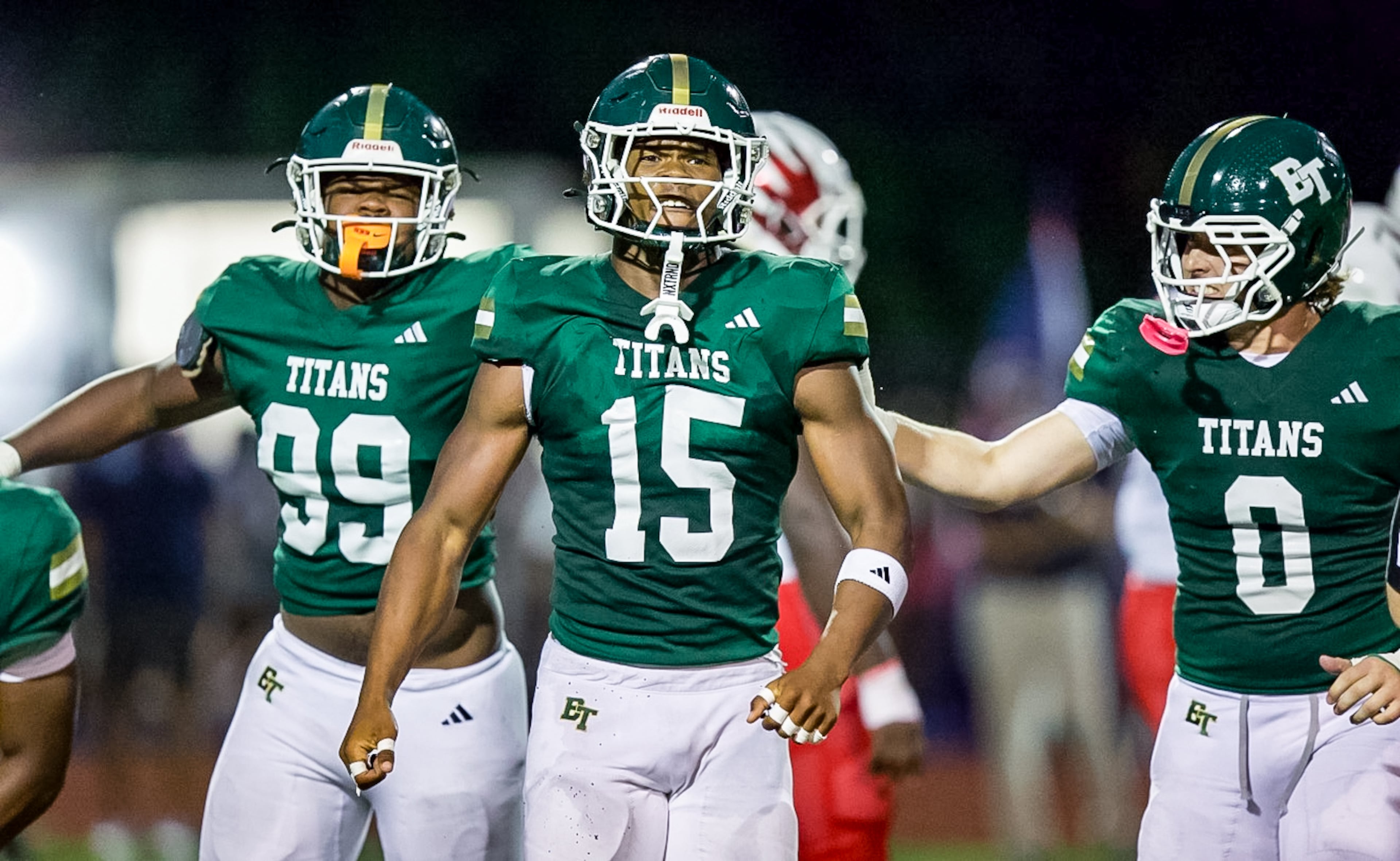 5-star Blessed Trinity EDGE DJ Jacobs forces a key fumble against Milton High School on Friday, Aug. 28, 2026, in Roswell, Georgia. (Jeff Sentell/DawgNation)