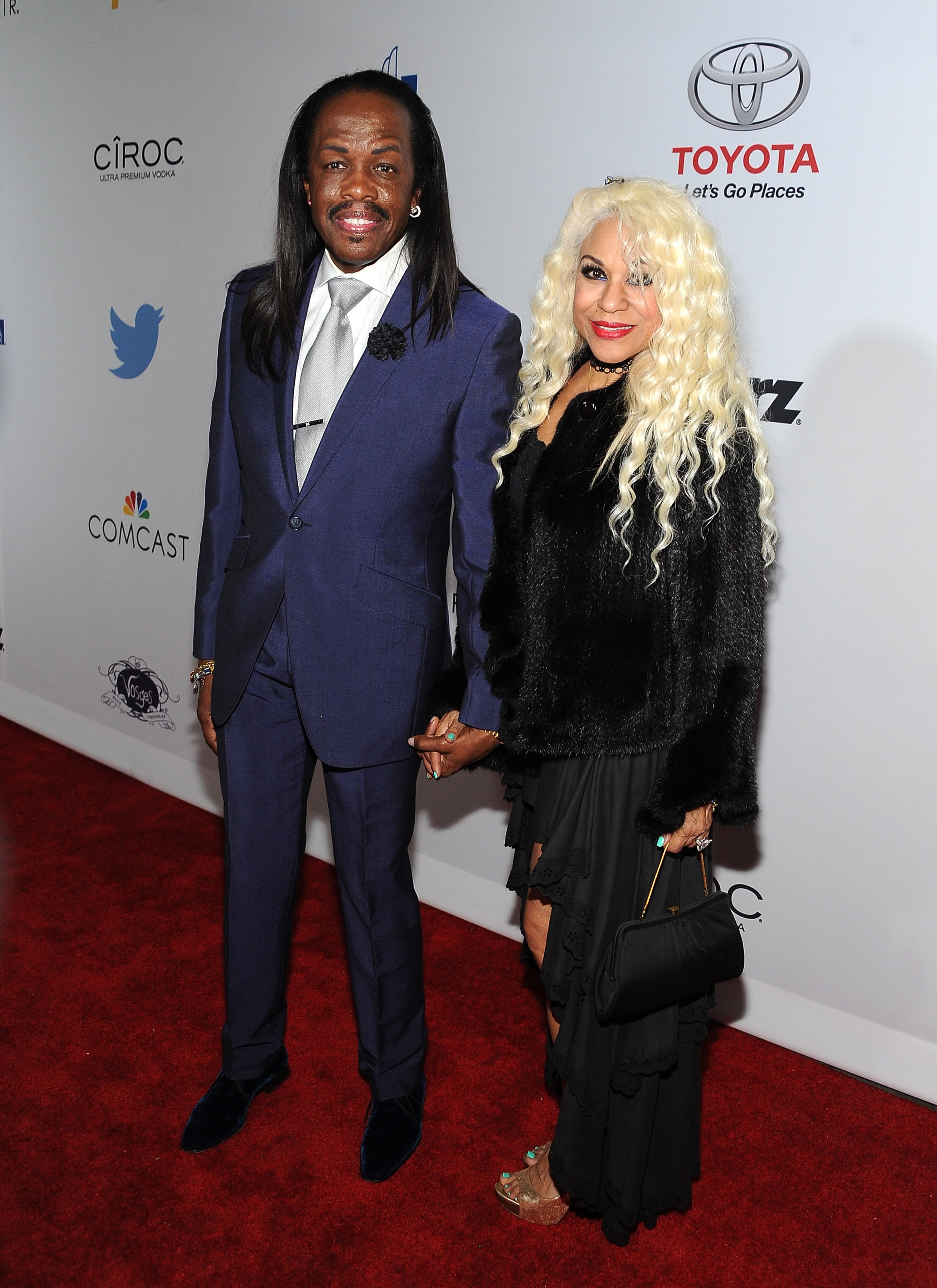 Bassist Verdine White (L) and wife Shelly Clark attend the 2014 Ebony Power 100 List event at Avalon on November 19, 2014 in Hollywood, California. (Photo by Angela Weiss/Getty Images)