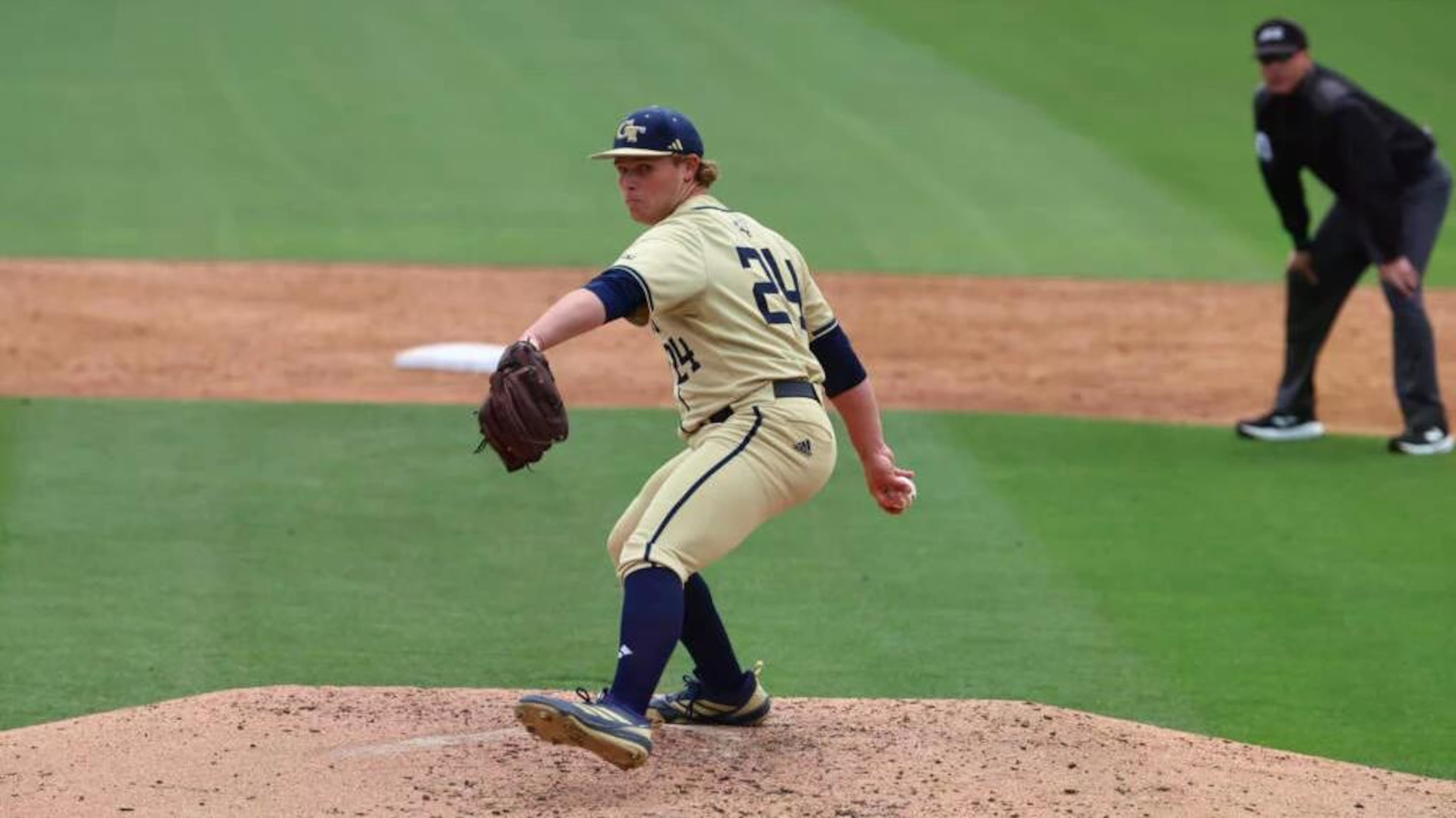 Georgia Tech pitcher Jackson Blakely is 5-1 this season, though he didn't get a decision in Sunday's 5-2 win over North Carolina. Blakely allowed four hits, three walks and two runs while striking out three in 2⅔ innings against the Tar Heels. (Courtesy of Georgia Tech)