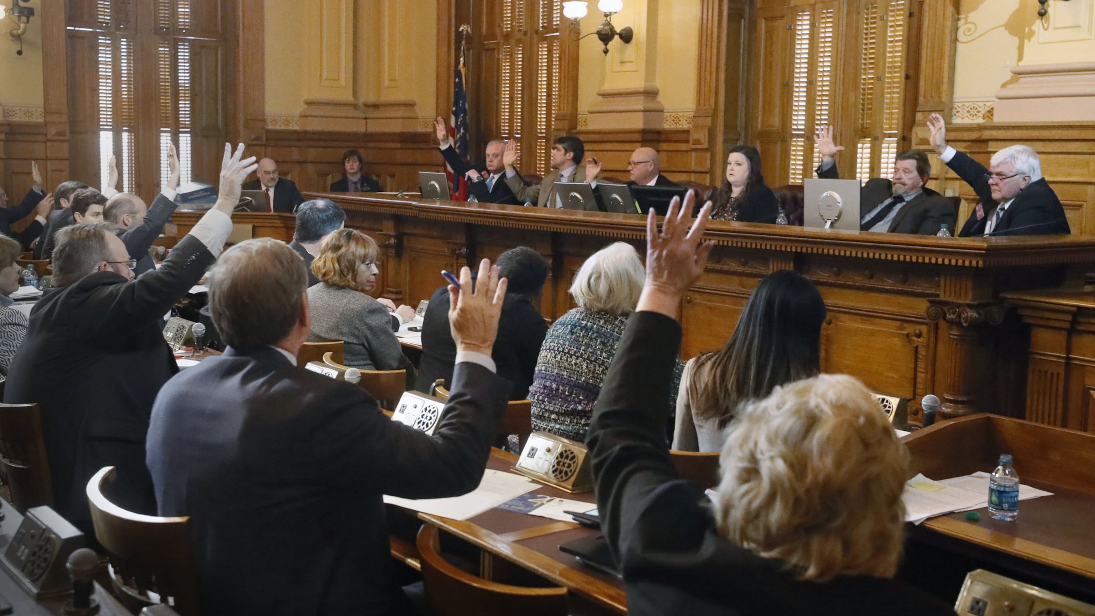 2/21/19 - Atlanta - The House Governmental Affairs Committee passed House Bill 316, 13-6, to change the state's voting system. The bill was sponsored by Rep. Barry Fleming. Bob Andres / bandres@ajc.com