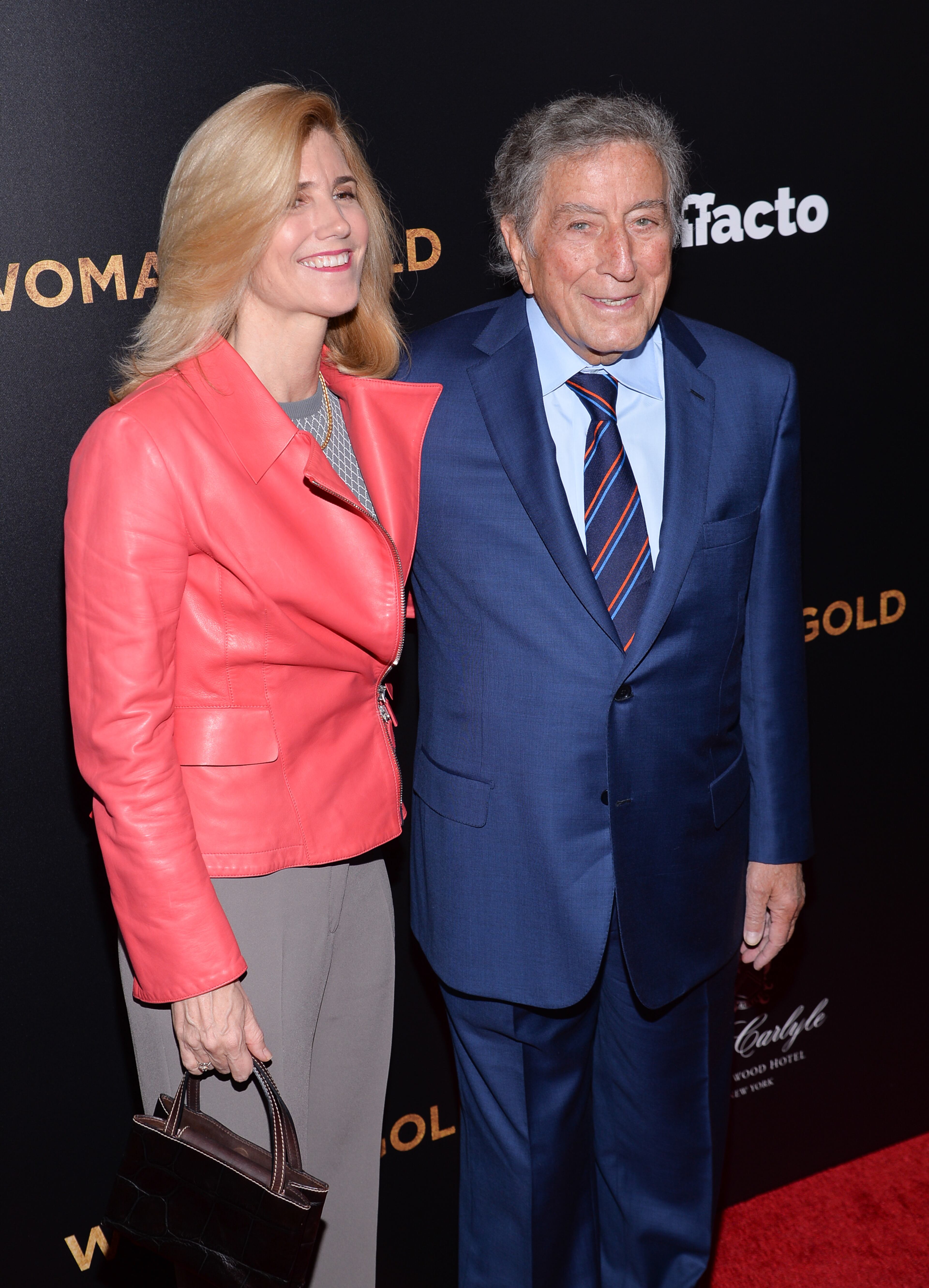 Singer Tony Bennett, right, and wife Susan Crow attend the premiere of "Woman In Gold" at The Museum of Modern Art on Monday, March 30, 2015, in New York. (Photo by Evan Agostini/Invision/AP)
