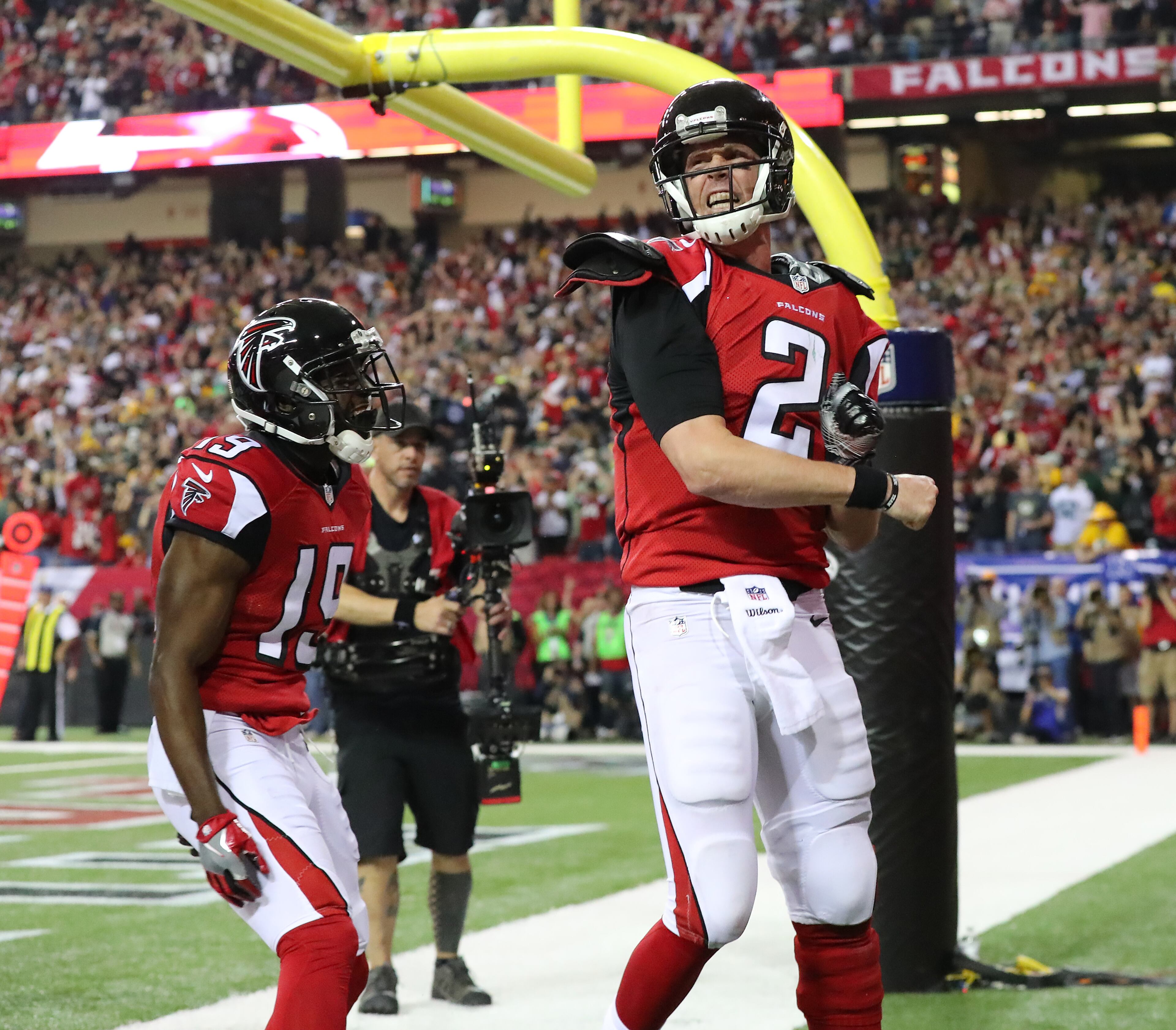 January 22, 2017, Atlanta: Falcons quarterback Matt Ryan reacts to scoring a touchdown on a quarterback keeper against the Packers to take a 17-0 lead during the second quarter in the NFL football NFC Championship game on Sunday, Jan. 22, 2017, in Atlanta. Curtis Compton/ccompton@ajc.com
