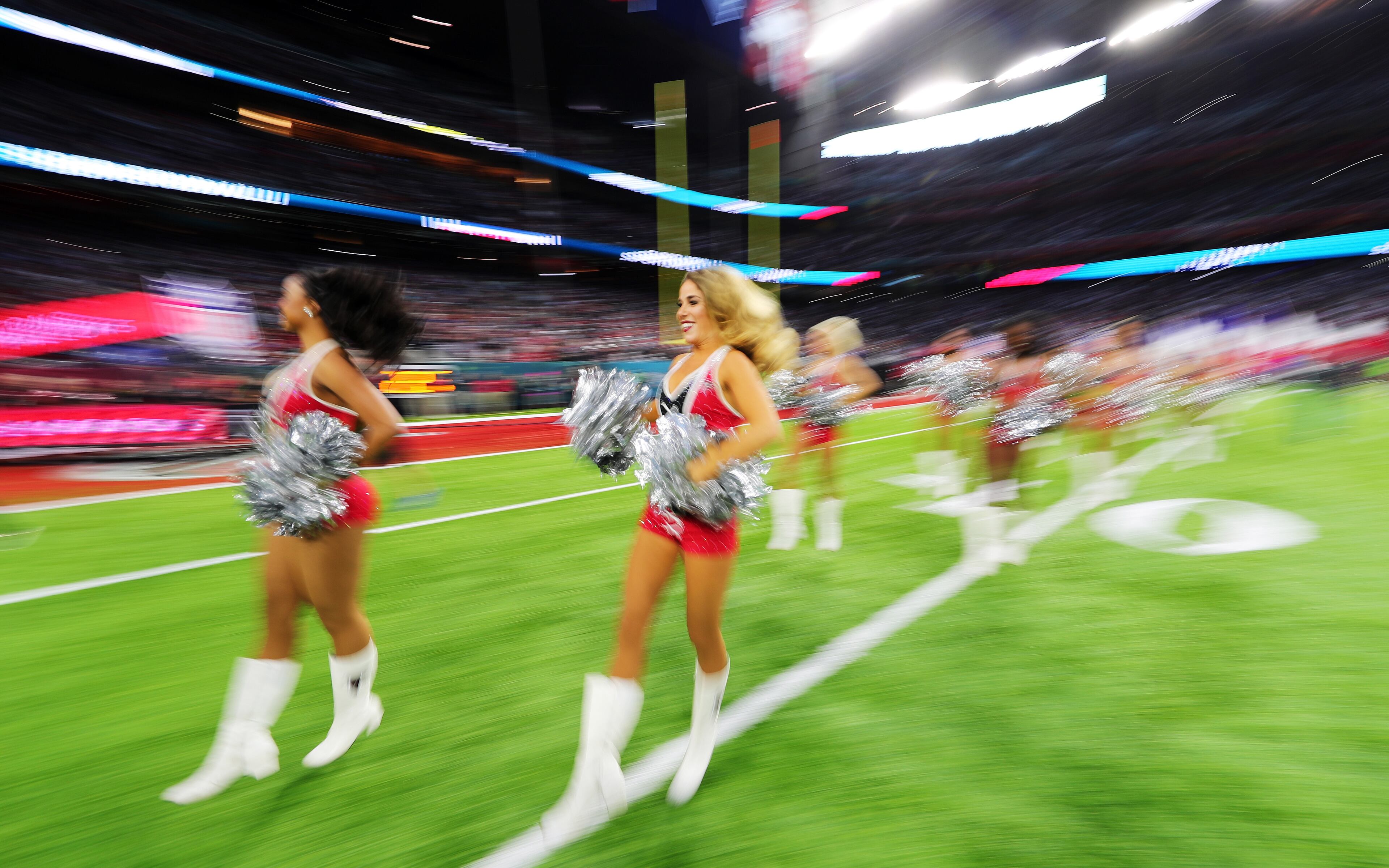 HOUSTON, TX - FEBRUARY 05: Cheerleaders perform prior to Super Bowl 51 at NRG Stadium on February 5, 2017 in Houston, Texas. (Photo by Tom Pennington/Getty Images)