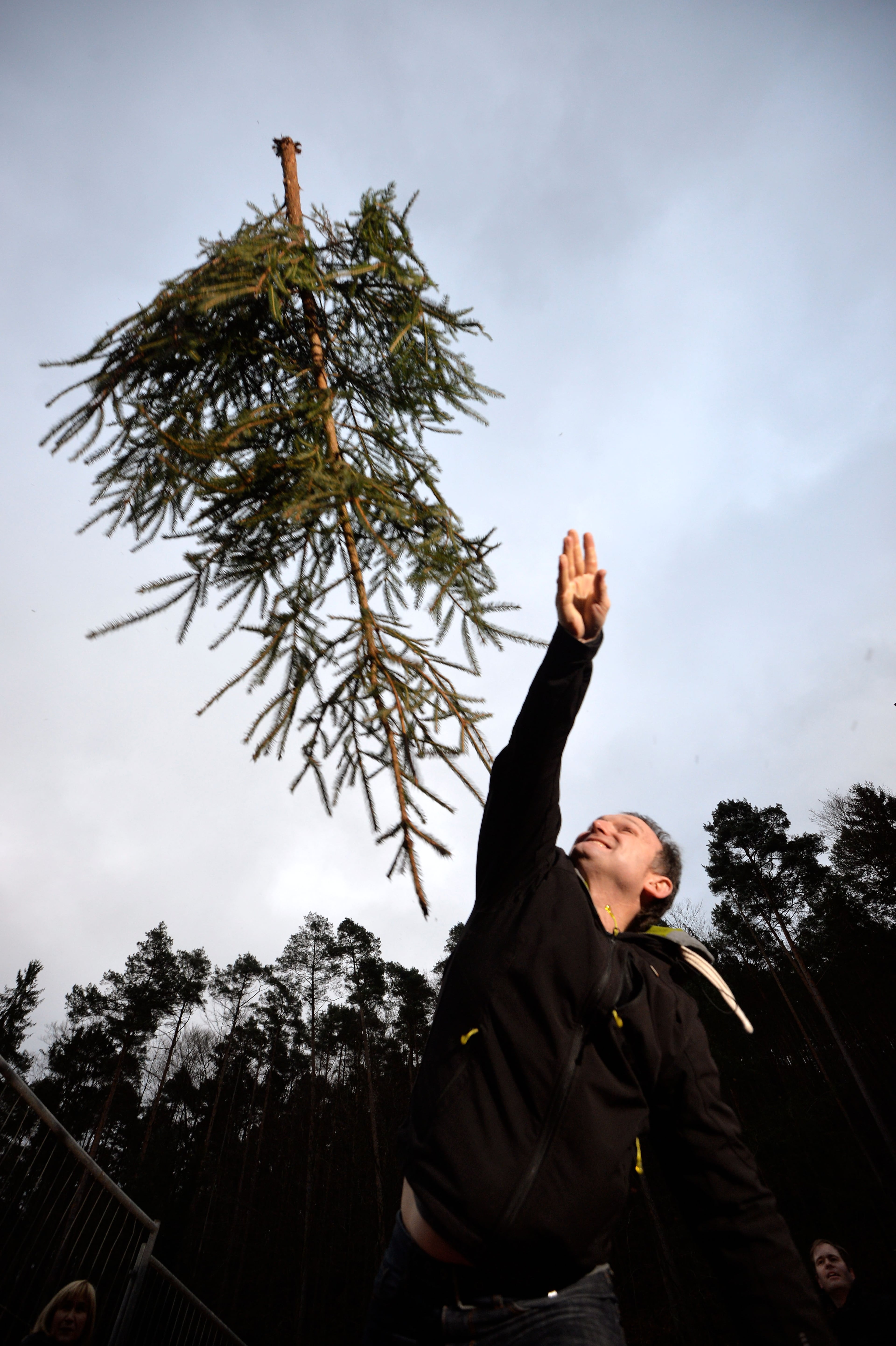 A contestant launches a Christmas tree in the distance discipline of the Christmas Tree Throwing World Championships on Jan. 5, 2013 in Weidenthal, Germany. The less-than-serious annual event is now in its eighth year and features competitions in distance throwing, height throwing and flinging of Christmas trees.