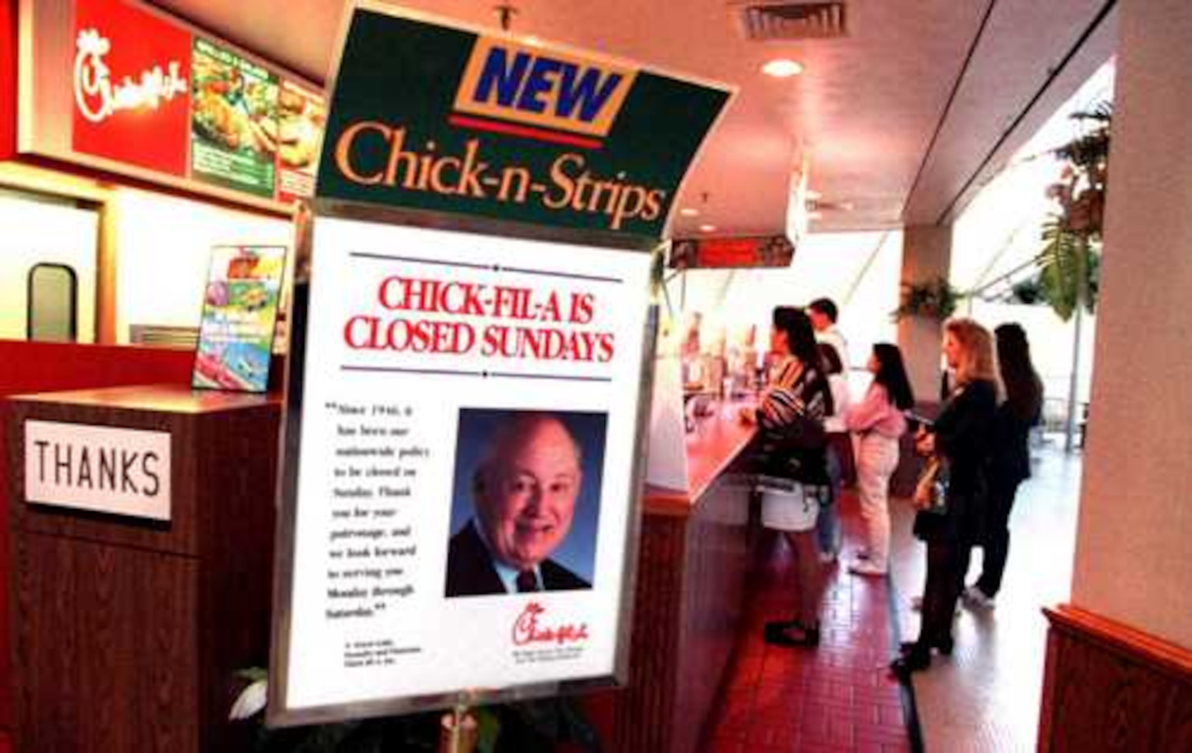 A hallmark of Cathy's company has been its longtime, religious-based tradition of being closed on Sundays.