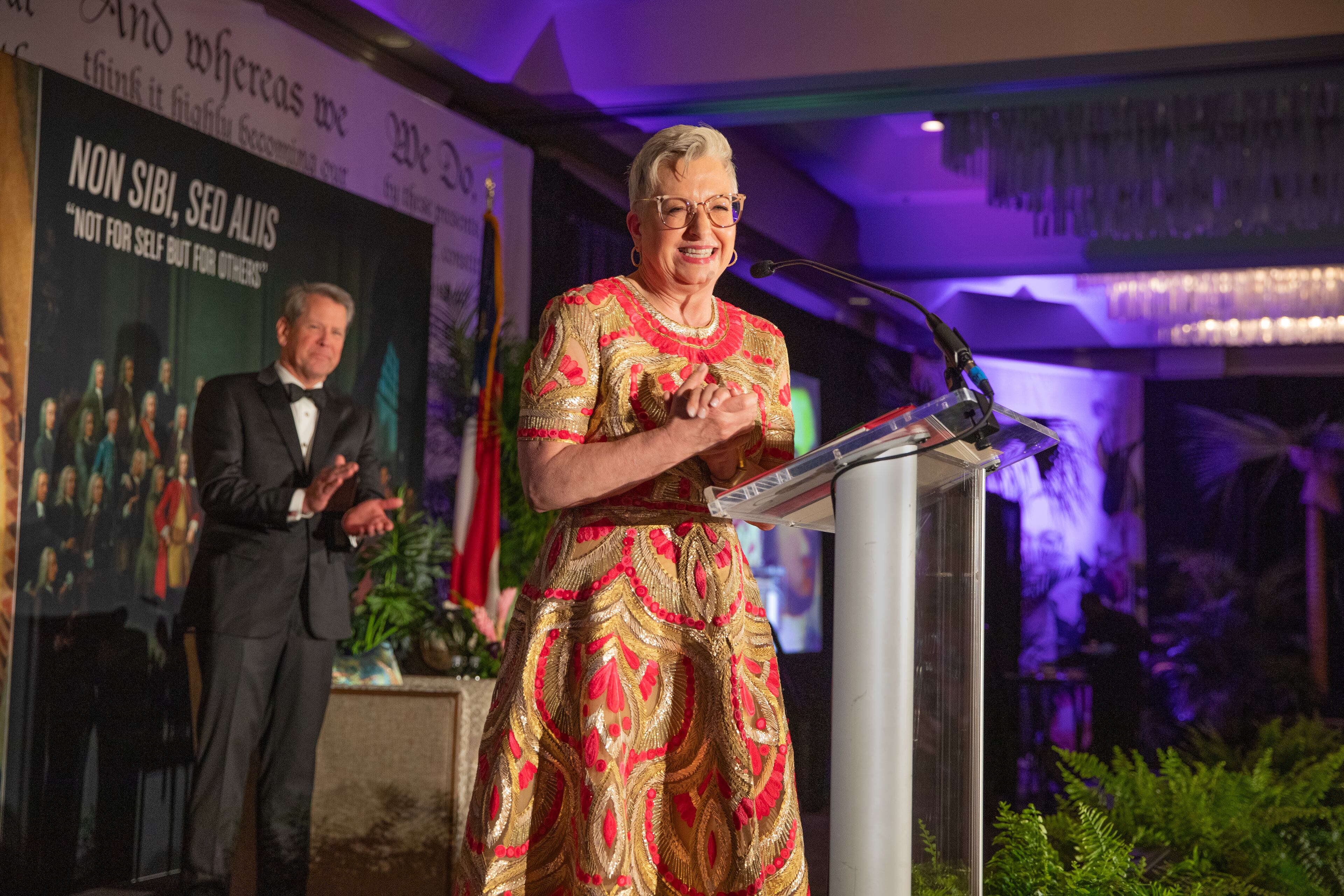 Carol Tome, CEO of UPS and a longtime Home Depot executive, was honored as a Georgia Trustee in a gala Saturday in Savannah. (John McKinnon/Georgia Historical Society)