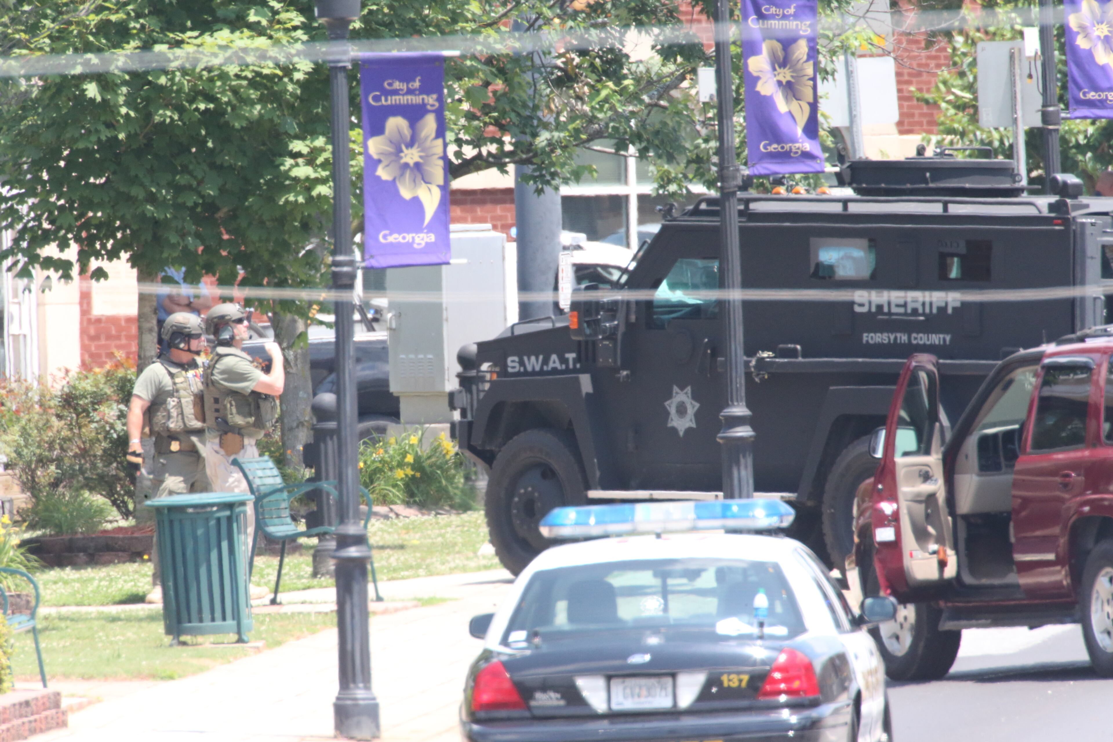 A Forsyth sheriff’s deputy was shot in the leg at the Forsyth County courthouse on June 6, 2014.