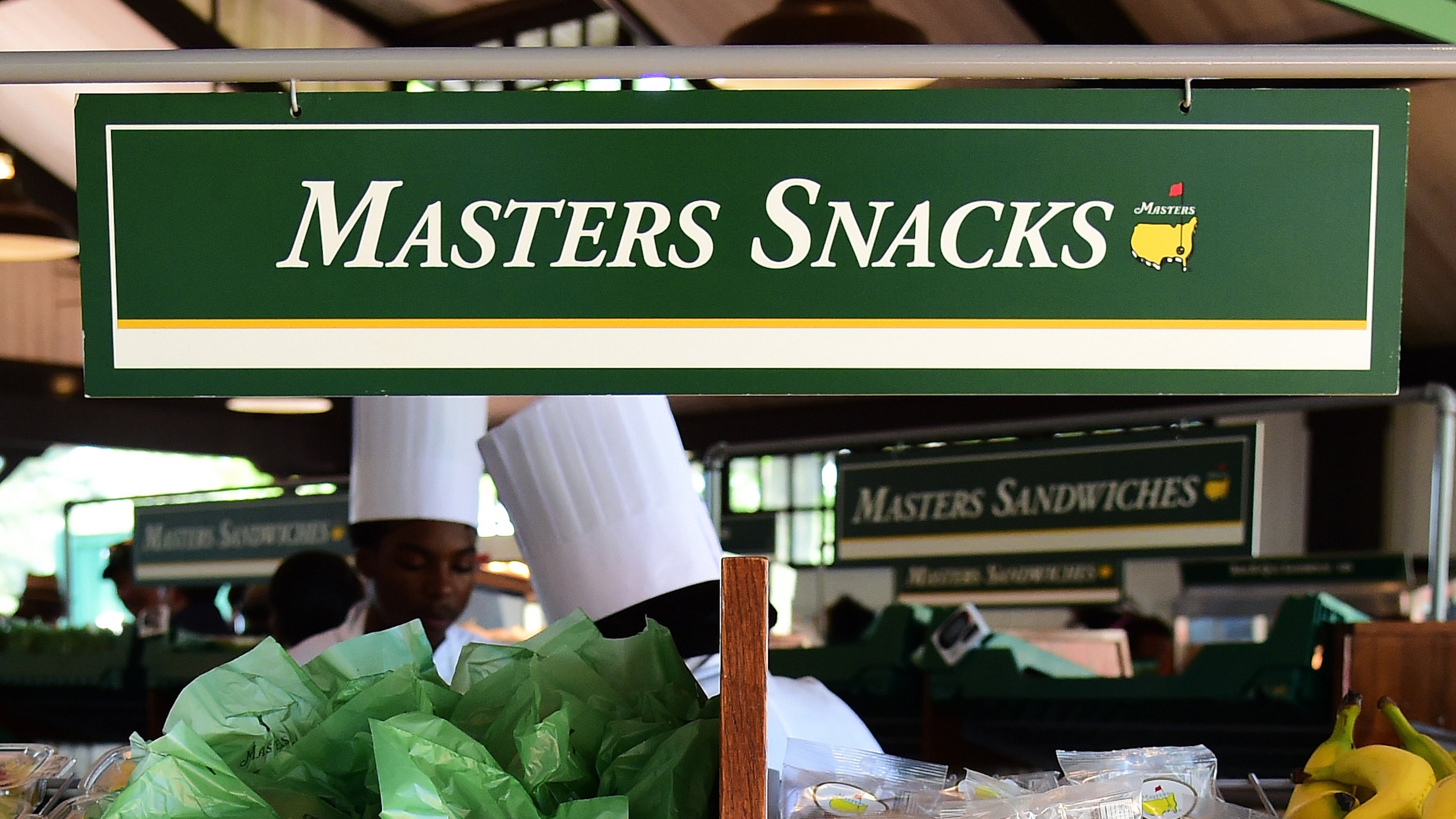 AUGUSTA, GEORGIA - APRIL 05: Food is dispayed for sale during a practice round prior to the start of the 2016 Masters Tournament at Augusta National Golf Club on April 5, 2016 in Augusta, Georgia. (Photo by Harry How/Getty Images)