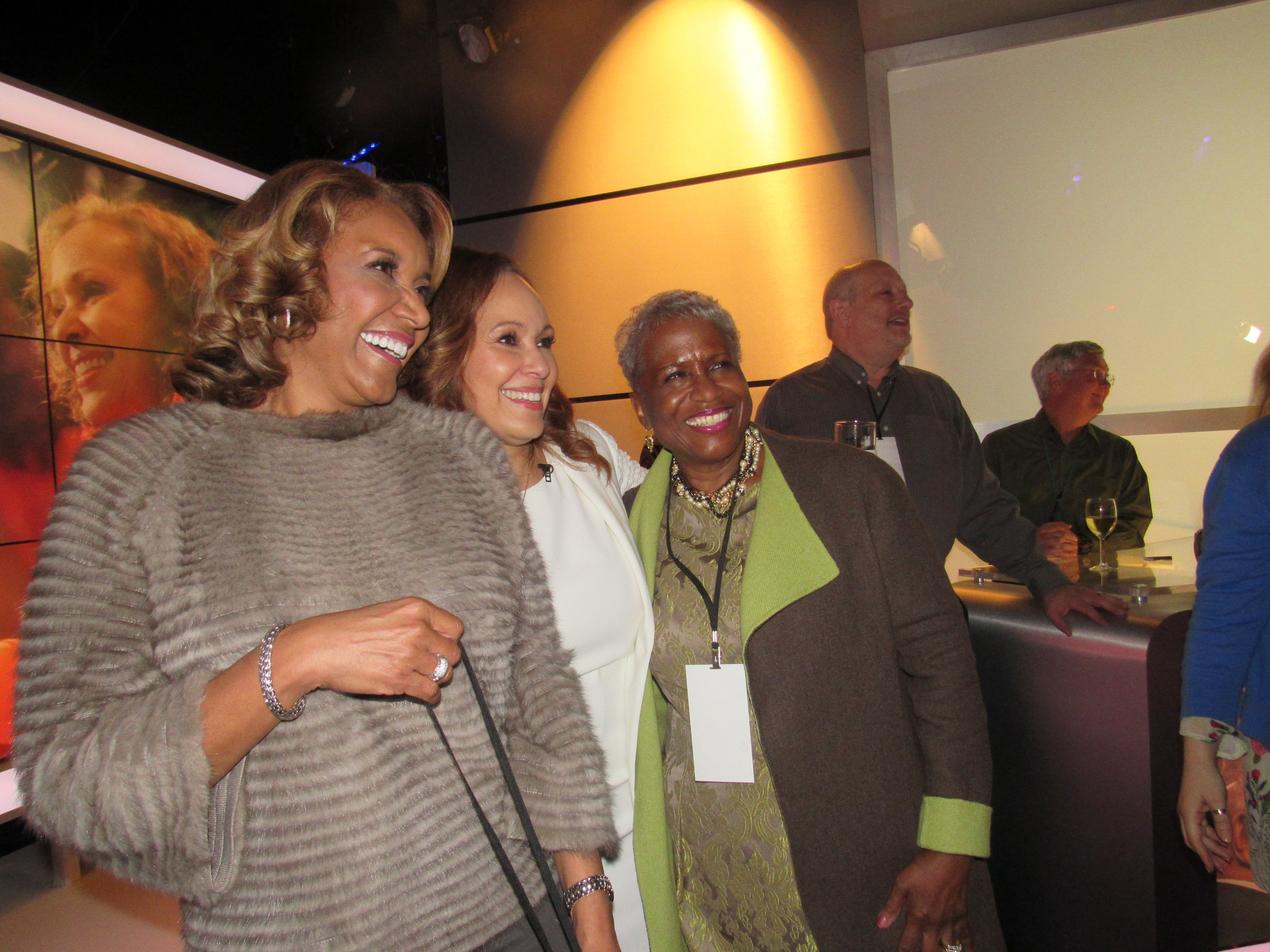 Atlanta TV royalty: Amanda Davis and Monica Pearson flank Brenda Davis. CREDIT: Rodney Ho/ rho@ajc.com