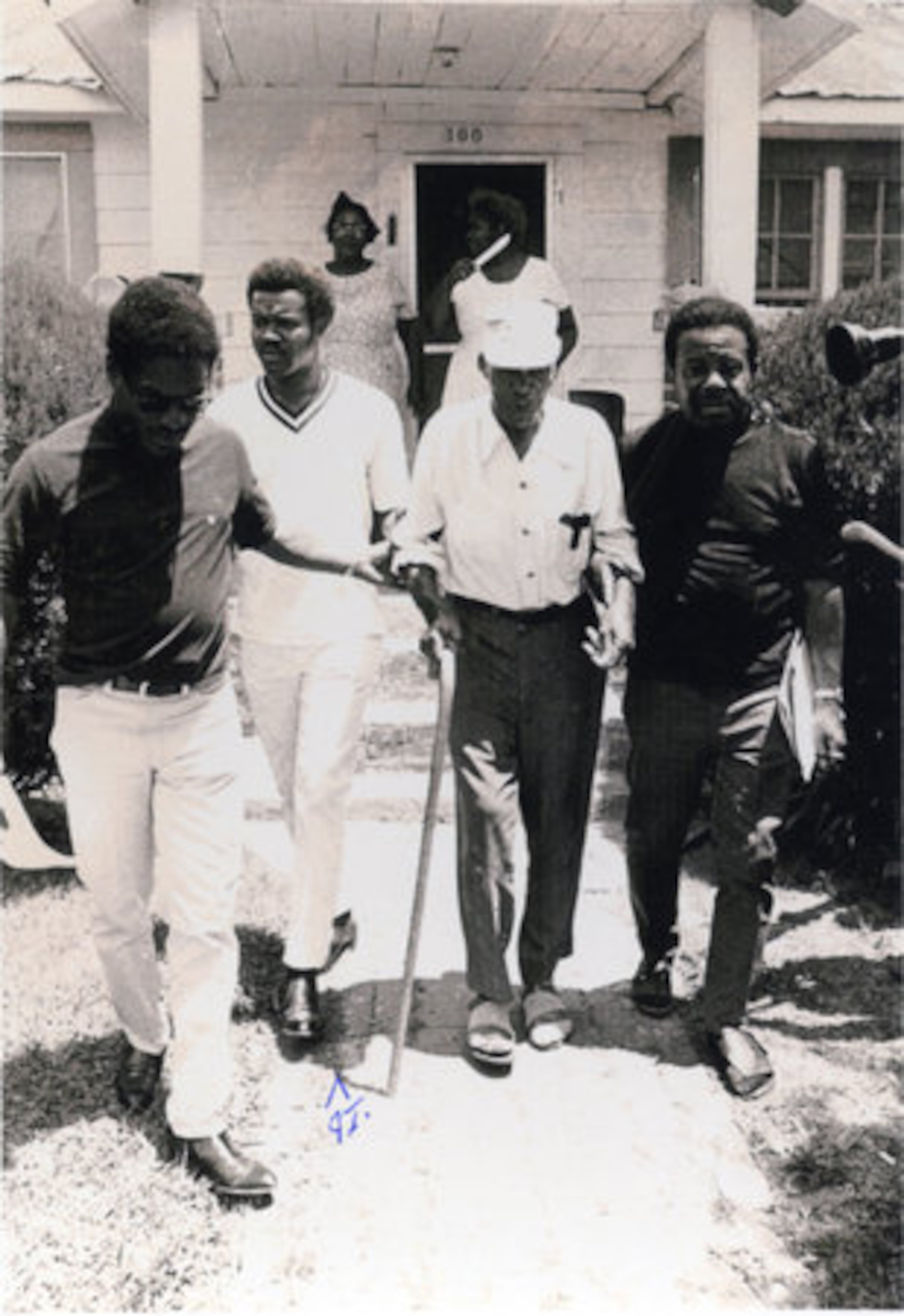 Bernard Lee (from left), J. T. Johnson, (unidentified man), Rev. Ralph Abernathy. Photo courtesy of J. T. Johnson