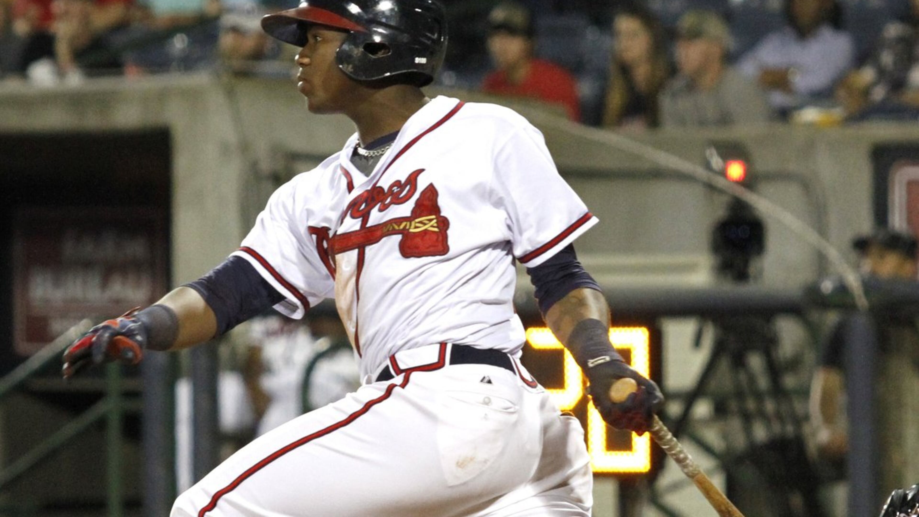 Ronald Acuna is pictured in a May game at Double-A Mississippi, where he was the youngest player in the Southern League. He was promoted last week to Triple-A Gwinnett and had a homer, two doubles and five hits in his first three games at the higher level. (Photo Ed Gardner, Mississippi Braves)
