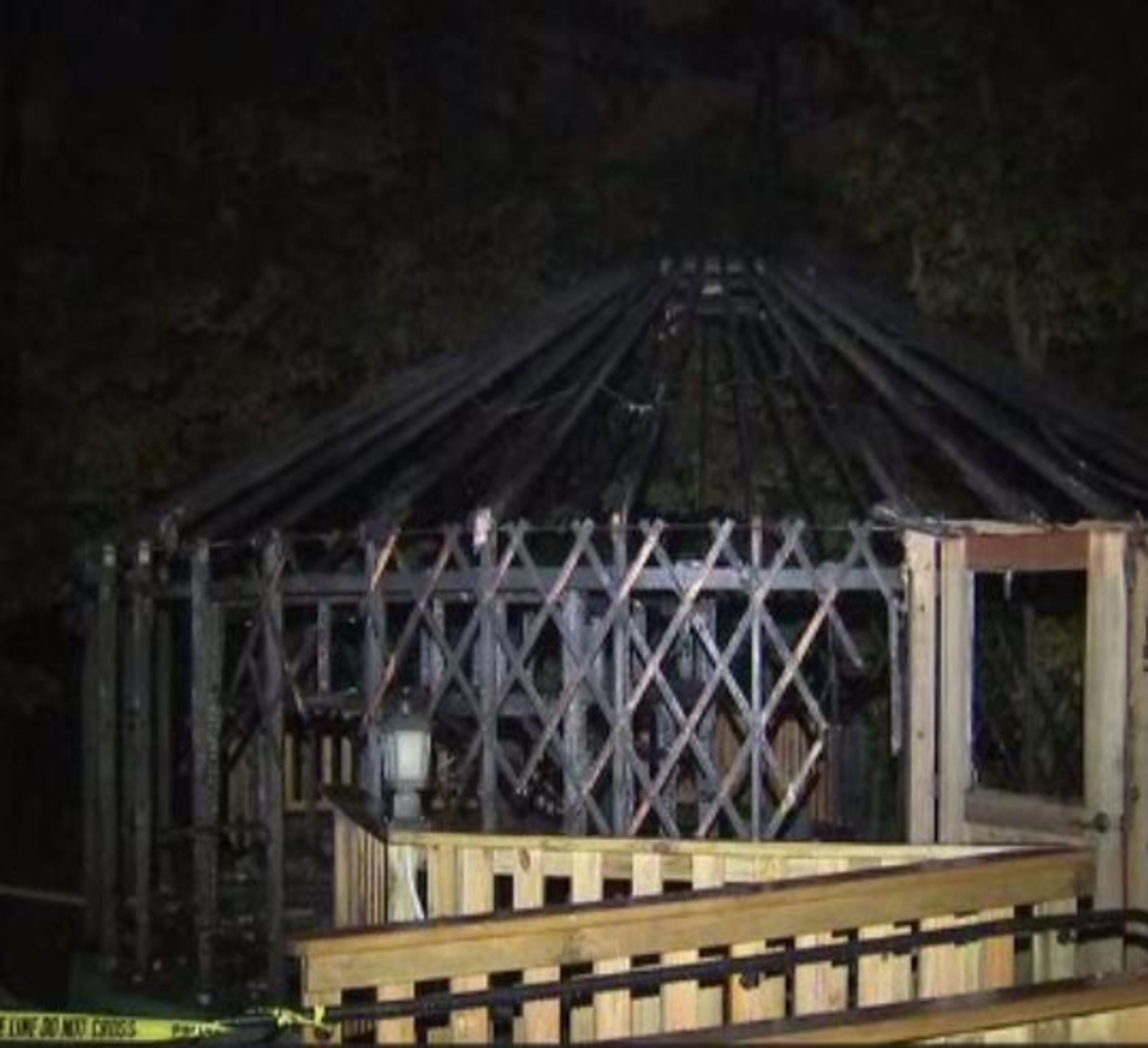 While the exterior structure is still standing, an overnight fire at a Stone Mountain Park yurt destroyed the canvas cover and the interior, Channel 2 Action News reported.