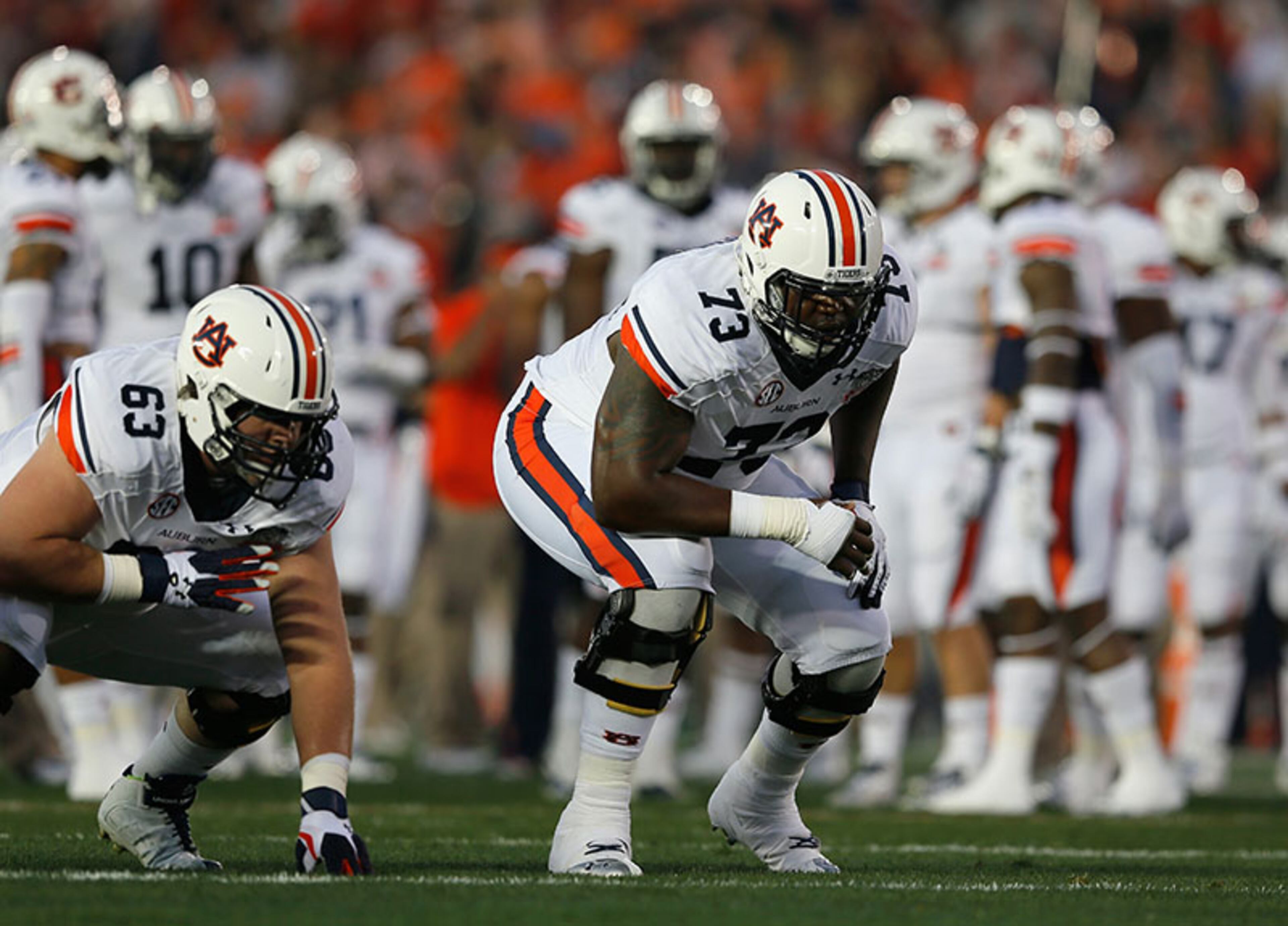 Greg Robinson, OT, Auburn, 6-foot-5, 332 pounds: Robinson is a big, fast and powerful blocker. He seeks to dominate his defender and drive him into the ground. He left school as a third-year sophomore and still has a lot to learn about pass protection. He is the most athletically gifted of the linemen in the draft
