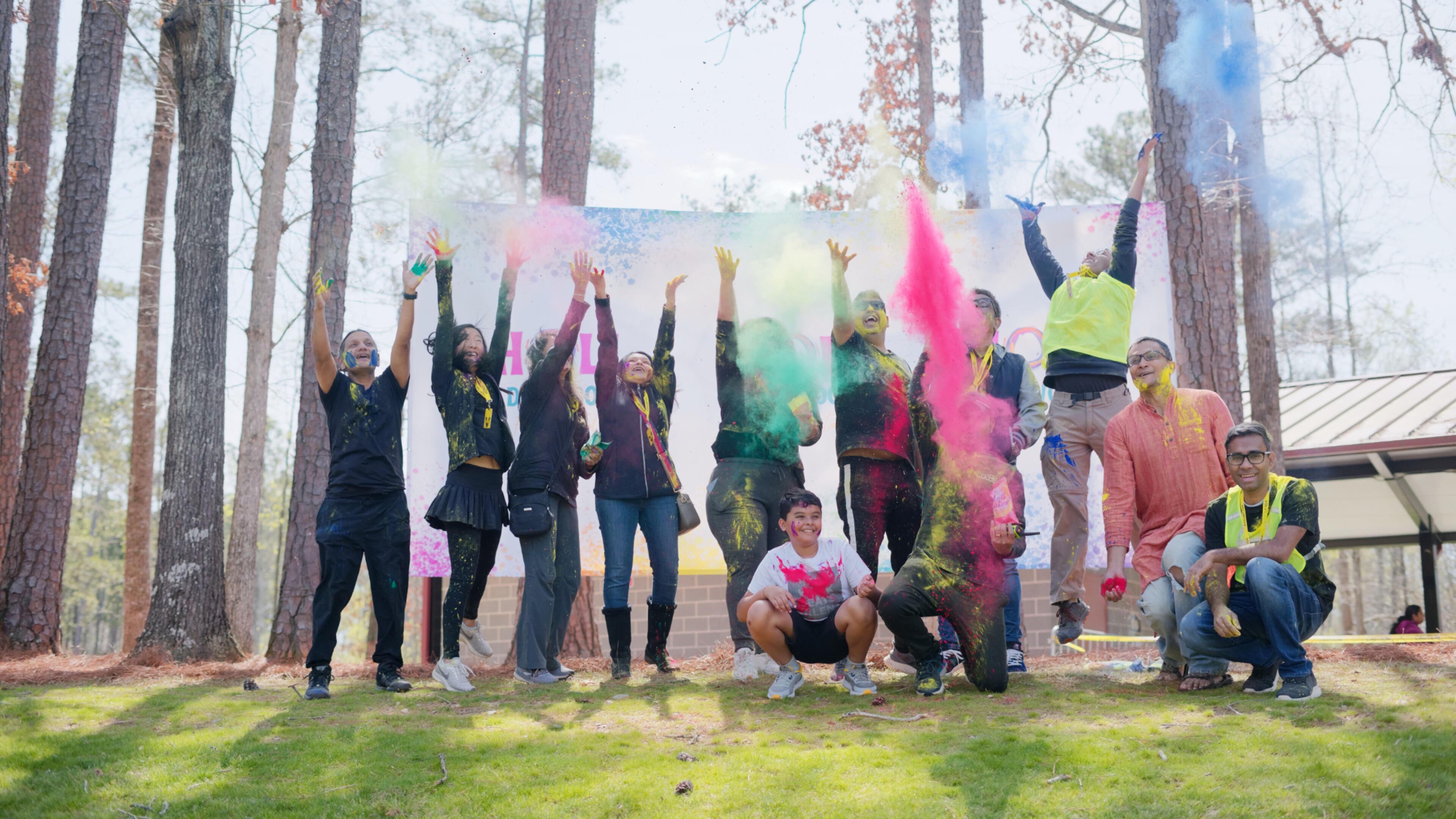 Throwing colored powder is one of the highlights of Dunwoody’s Holi festival. (Courtesy of Boon Vong)