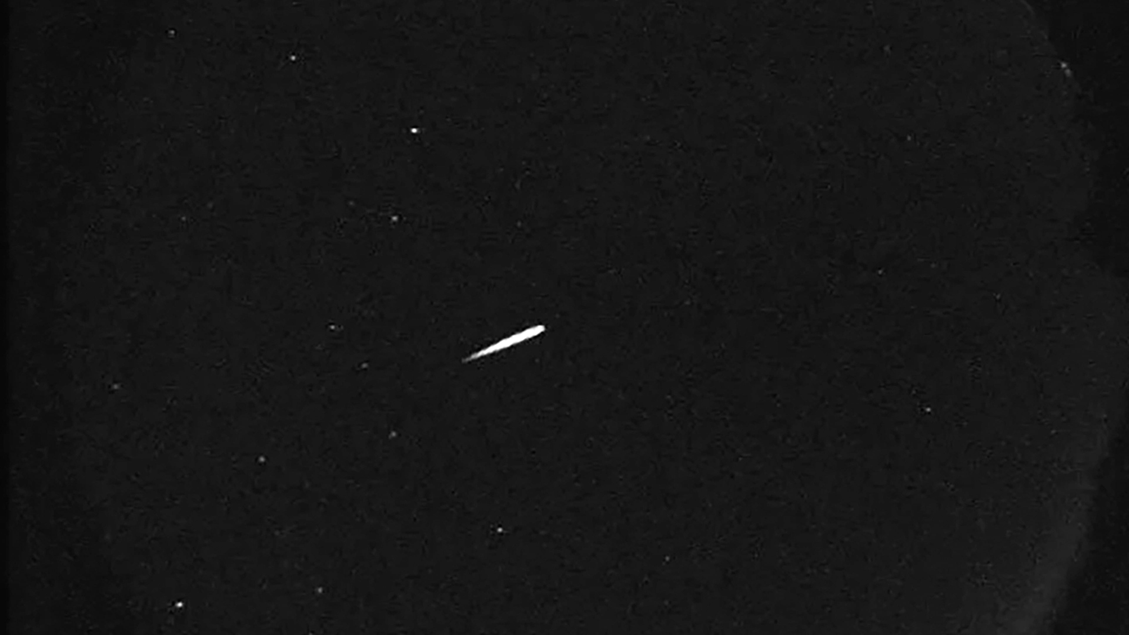 FILE - This photo provided by NASA shows a meteor from the Orionid shower on Oct. 13, 2015. (Jet Propulsion Laboratory/NASA via AP, File)