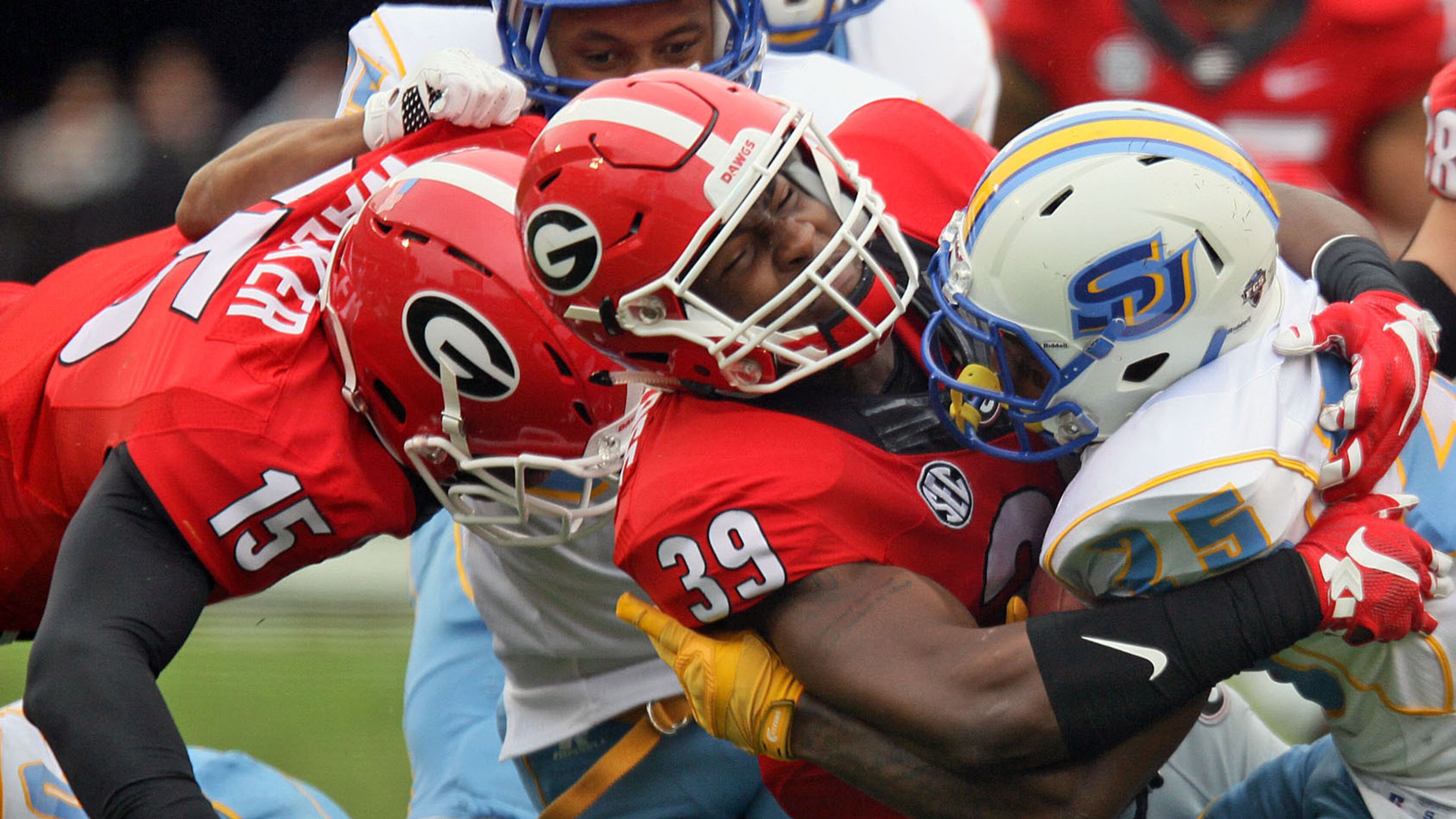Georgia defensive back Rashad Roundtree (39), a junior, left the football program "as a result of a number of concussions."
