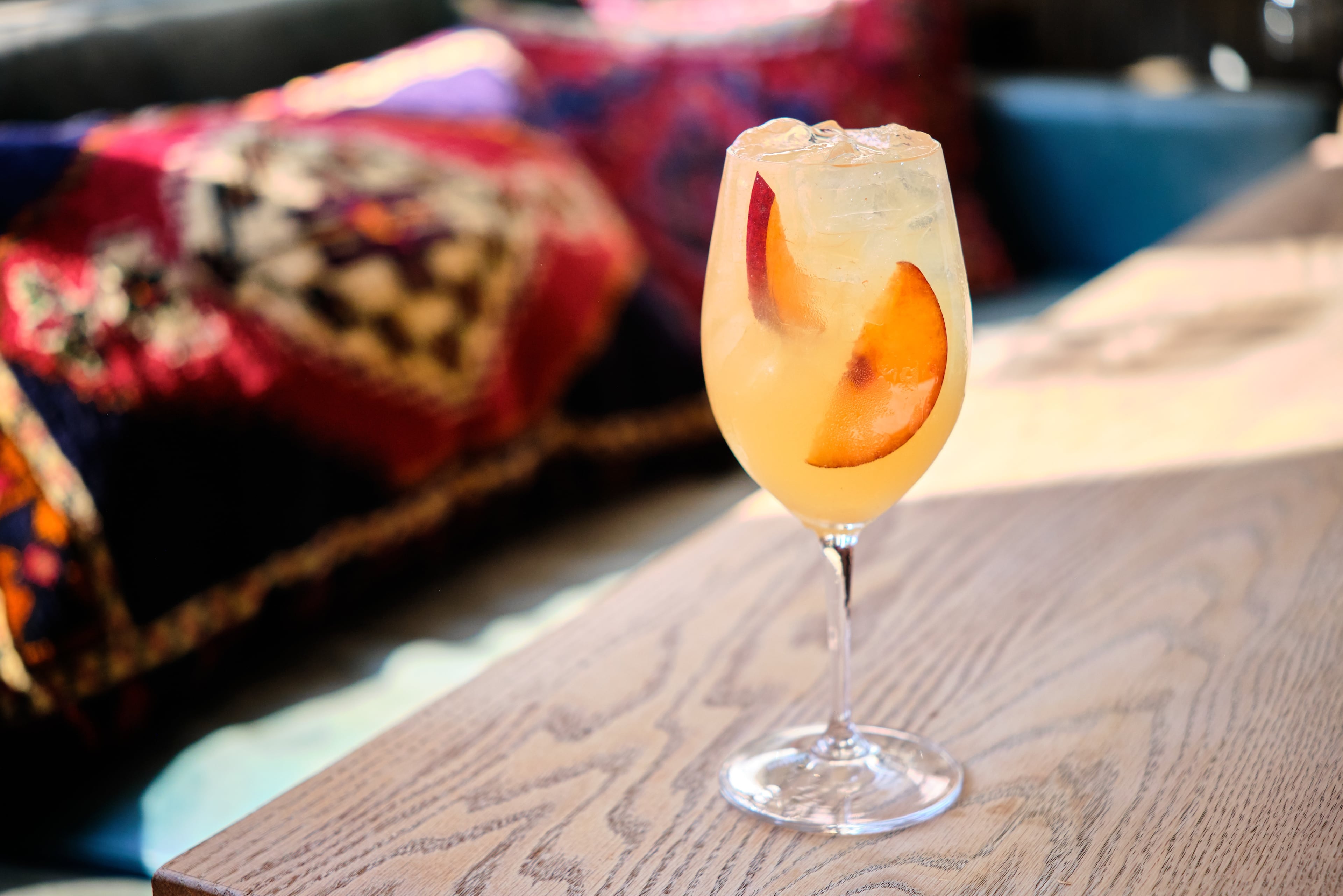 The Paige cocktail at Kitty Dare is made with ASW Fiddler bourbon, Blended Family Peach liqueur, peach puree and sparkling wine. (Courtesy of Brandon Amato)