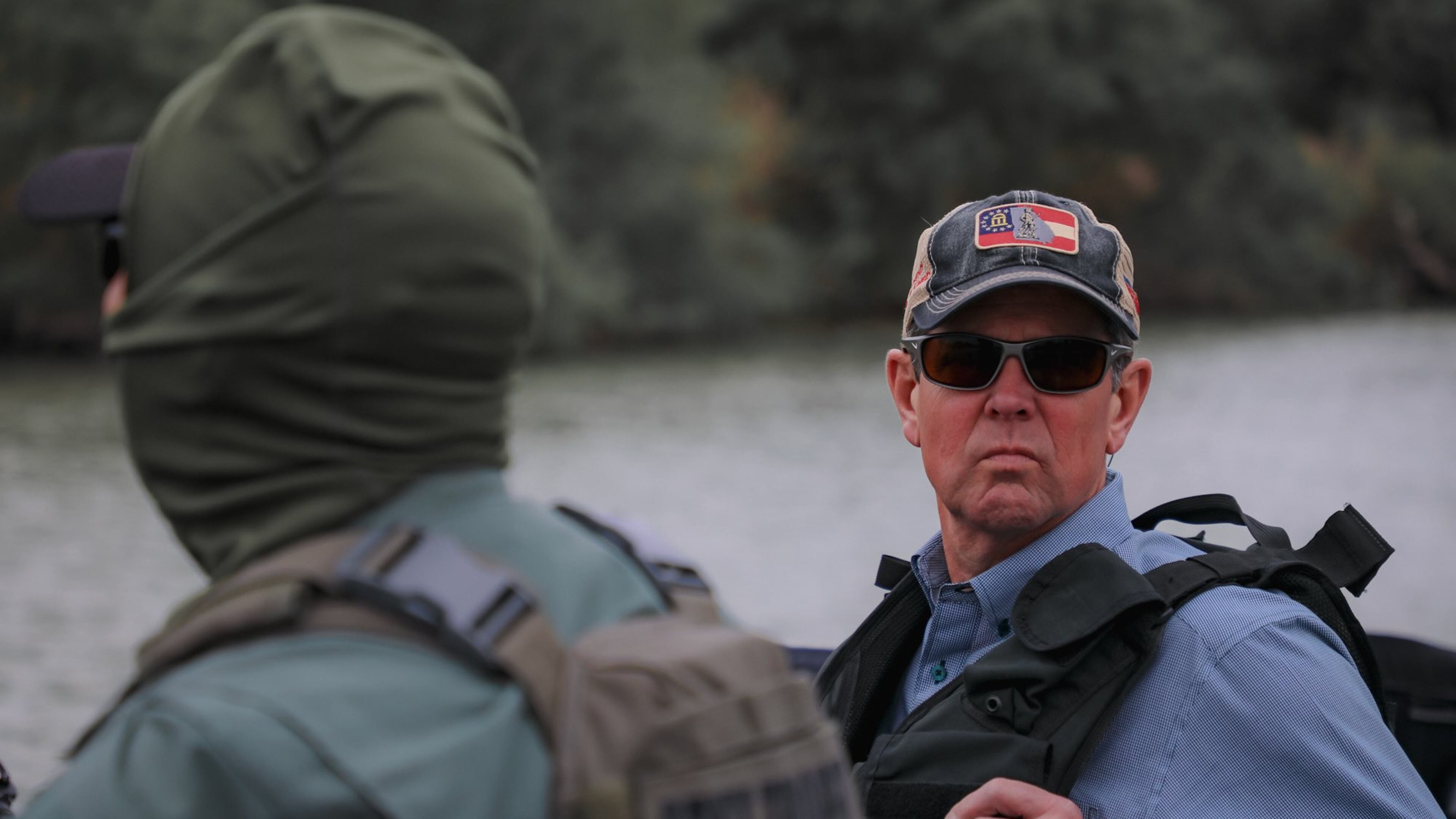 Brian Kemp surveys the Rio Grande River during an April 30, 2021 visit.