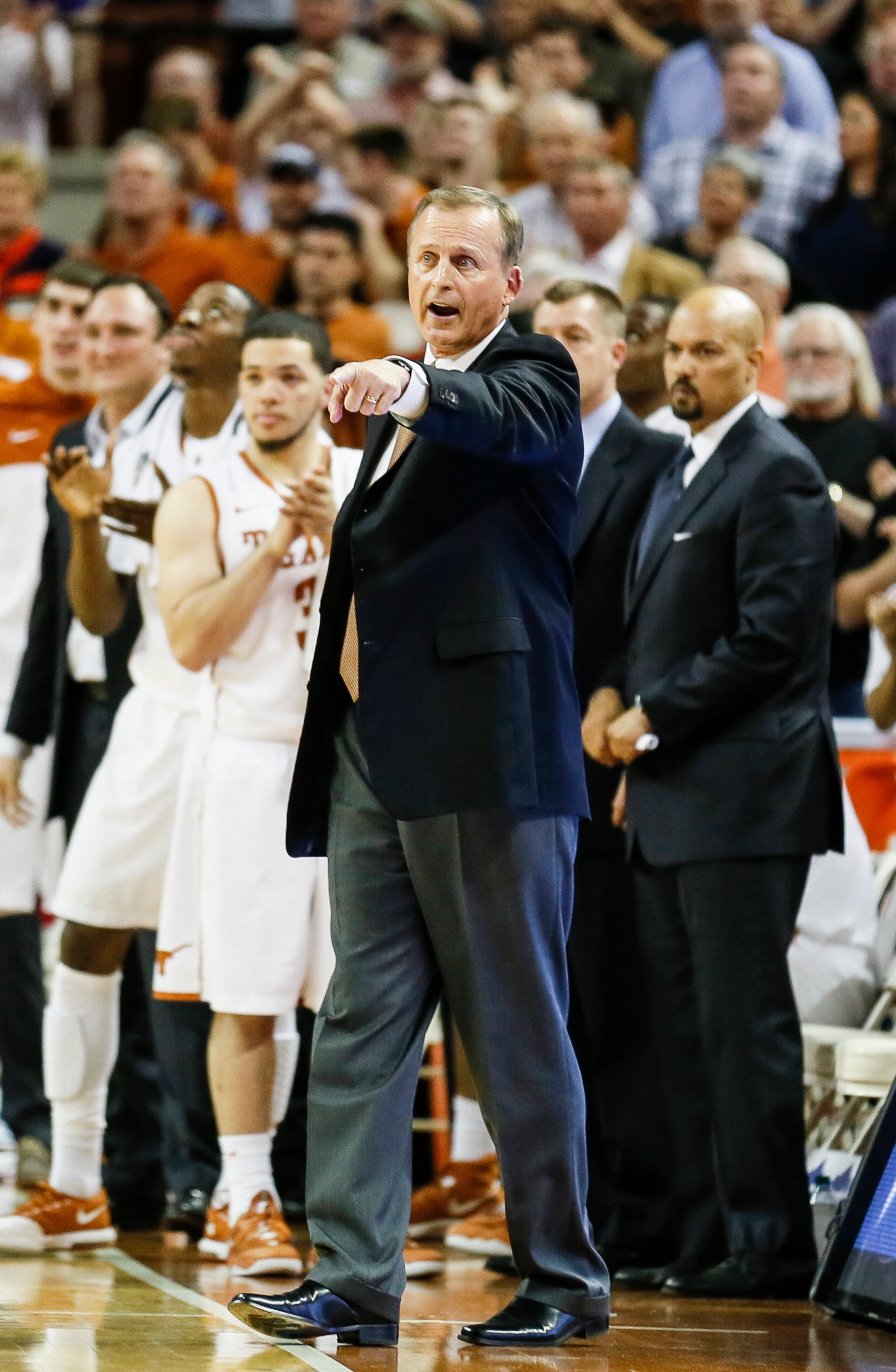 Texas Longhorns' Head Coach Rick Barnes against Kansas Jayhawks in the first half of the game at the Frank Erwin Center on Saturday, Feb. 1, 2014