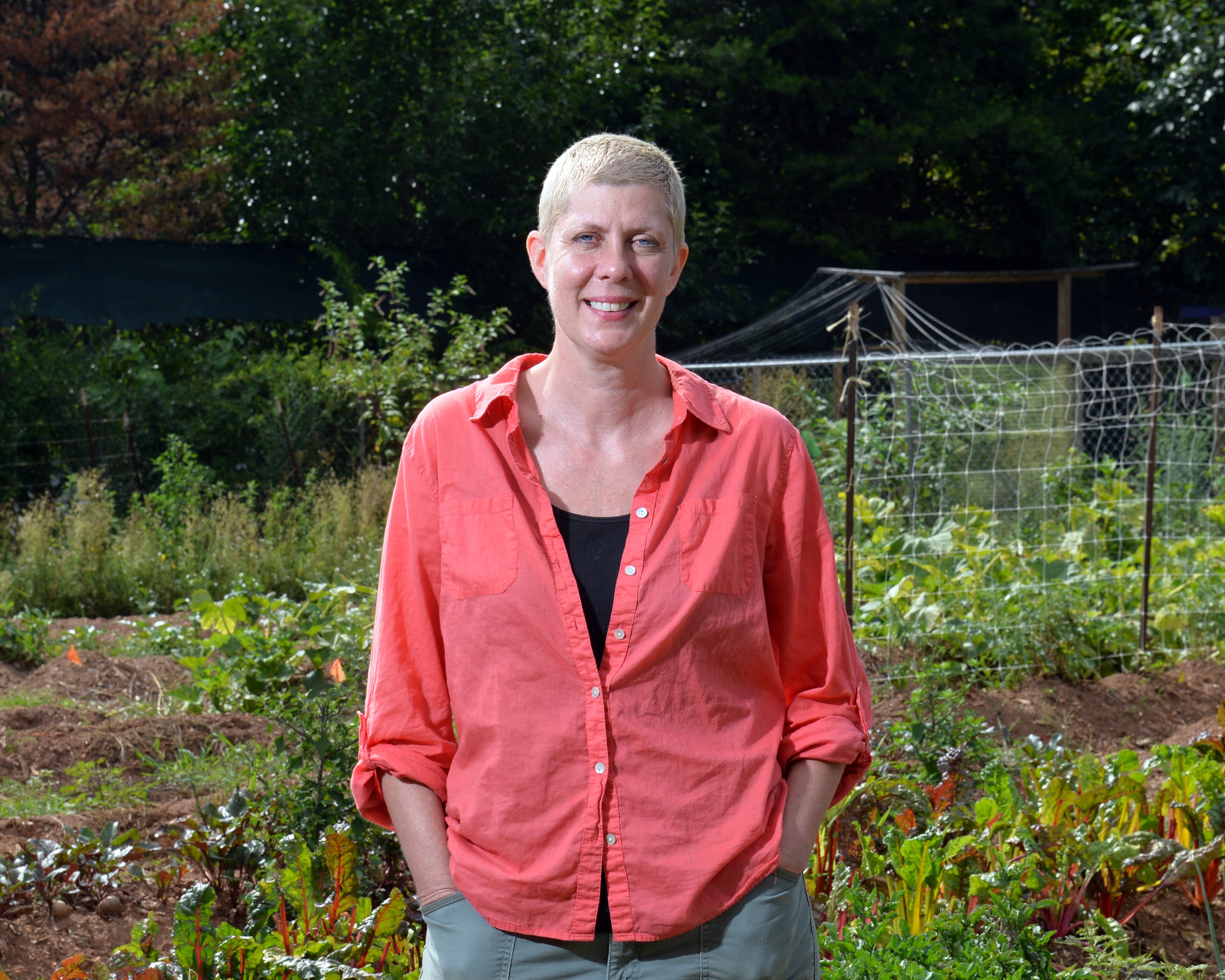 Susan Pavlin, founder of Global Growers Network, at Burundi Women's Farm in Decatur on Tuesday, July 15, 2014. Global Growers Network connects international farmers who now live in Georgia to agriculture by growing good food, training farmers and creating economic opportunities. Global Growers started in 2009 as a project of the local nonprofit Refugee Family Services and is now an independent organization. HYOSUB SHIN / HSHIN@AJC.COM