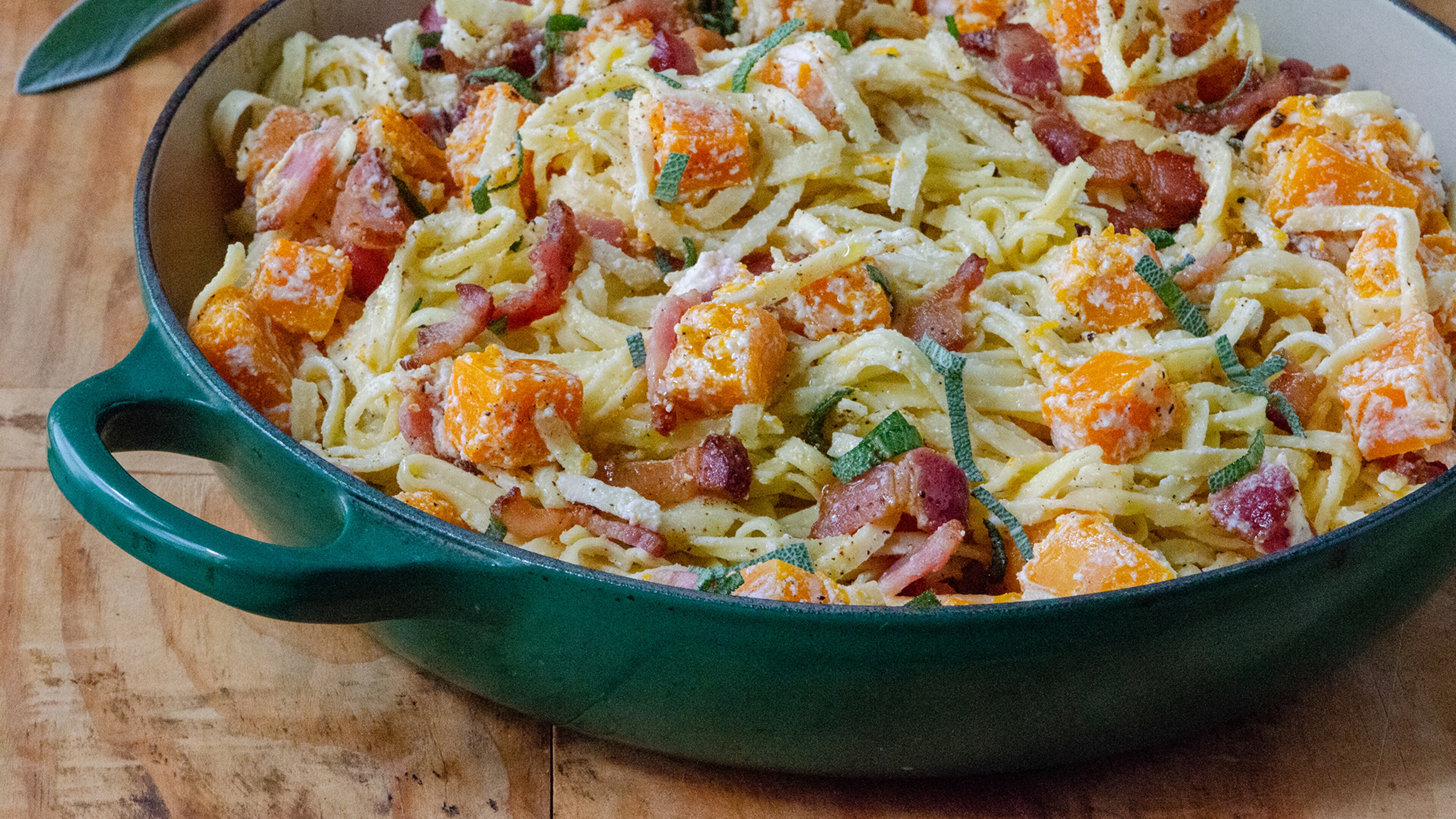 Tender butternut squash adds fiber and flavor to this fall pasta dish.
(Virginia Willis for The Atlanta Journal-Constitution)