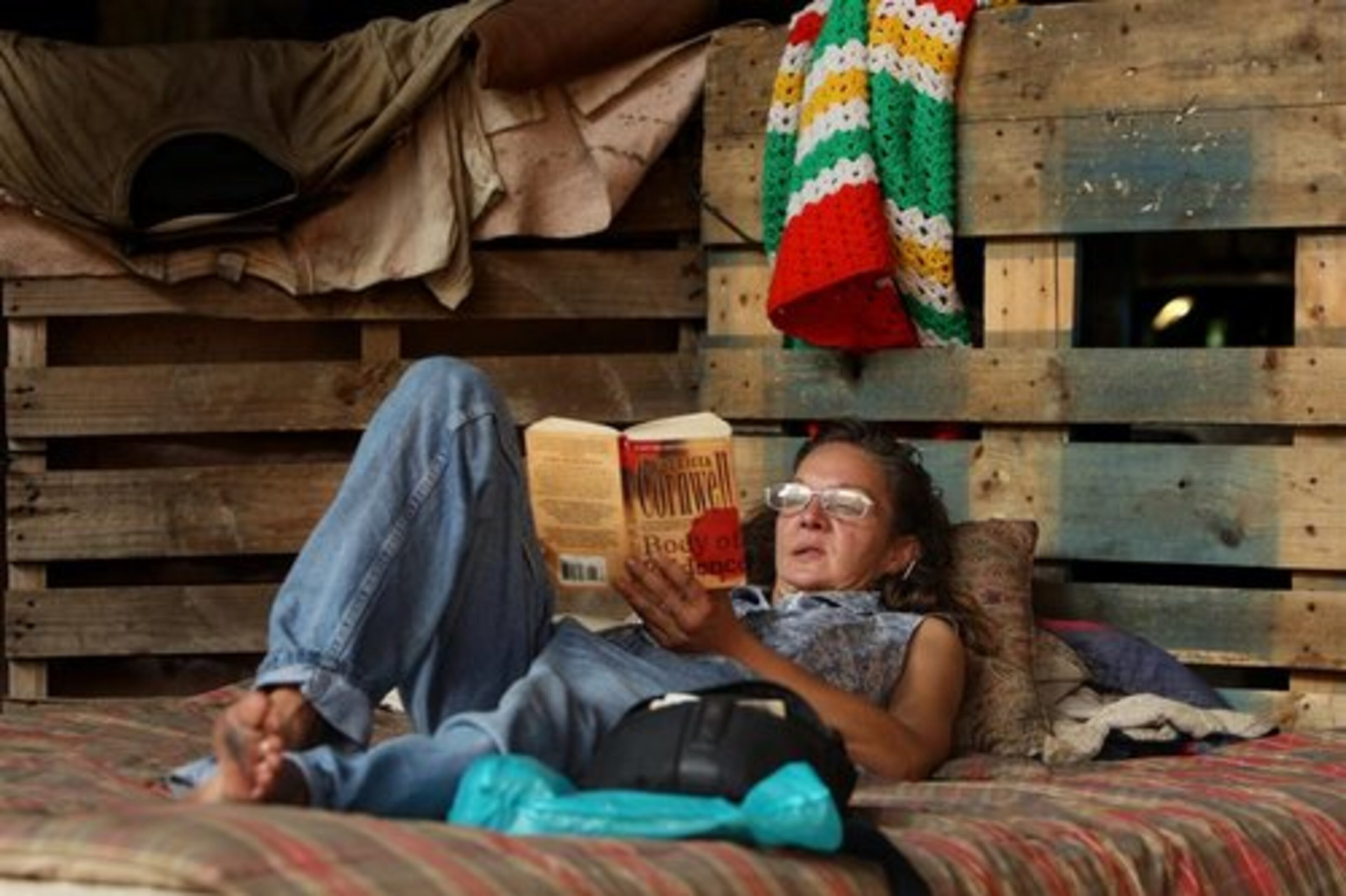 Reading is a favorite pastime for Crystal who likes to go to the library.