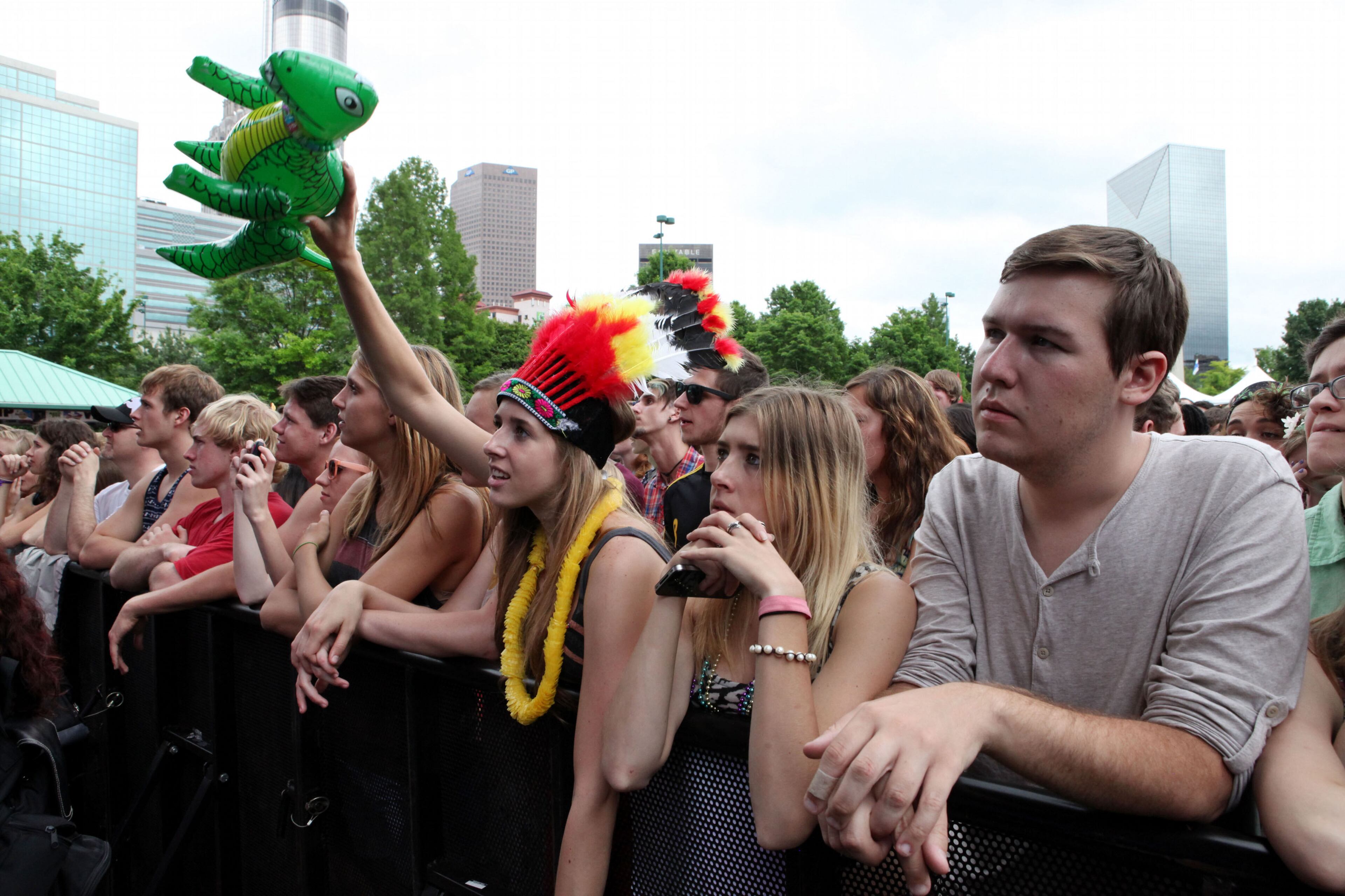 Mackenzie Johnson from Dunwoody adds a colorful touch as Passion Pit performs.
