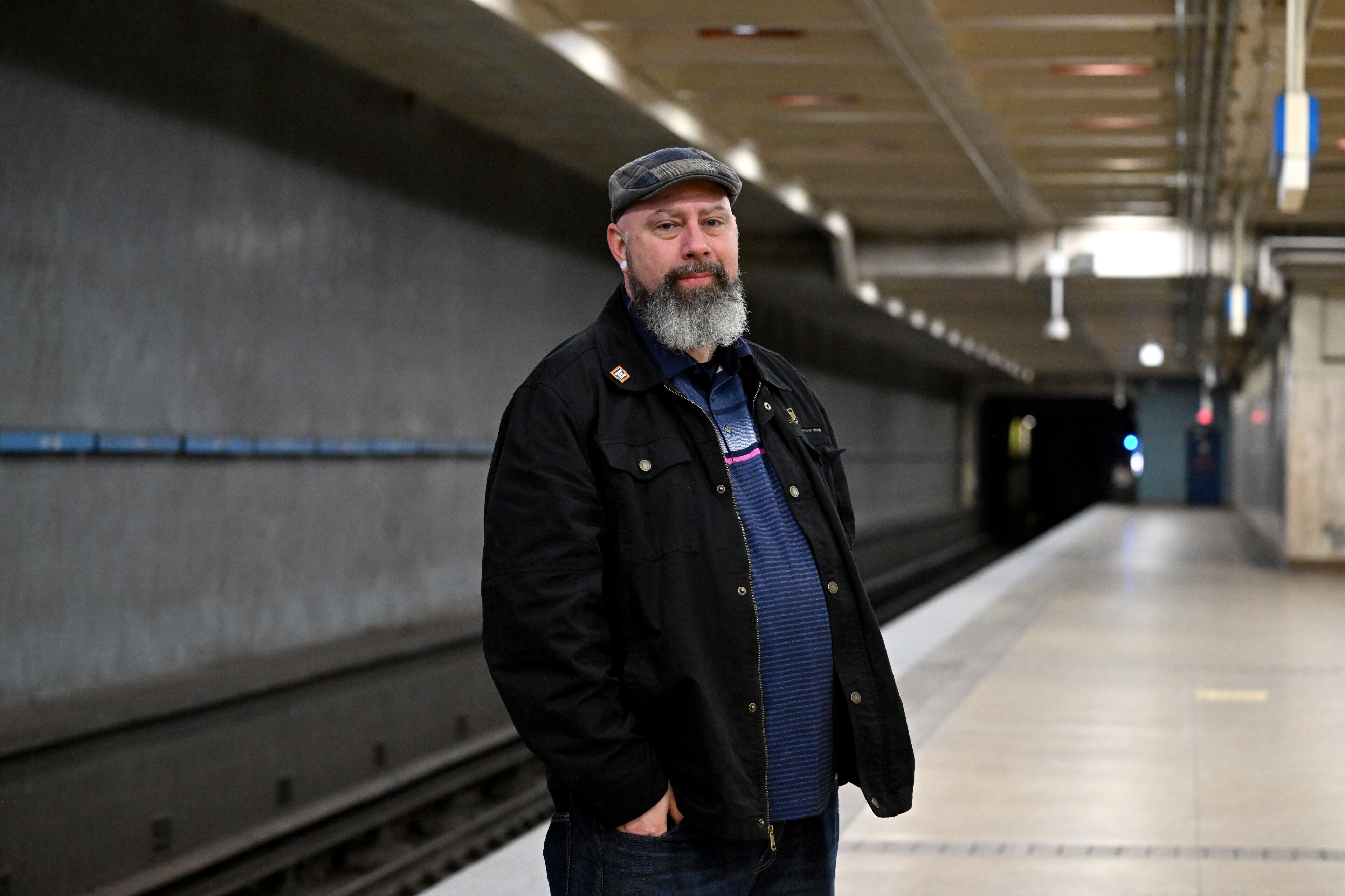 Adam Hawkins, Hope Atlanta Director of Outreach and Emergency Services, poses for a portrait at Ashby Station, Friday, Feb. 20, 2026, in Atlanta. Hawkins oversees MARTA HOPE, which stands for Homeless Outreach and Proactive Engagement. It's meant to help those who use the transit system when homeless. (Hyosub Shin/AJC)