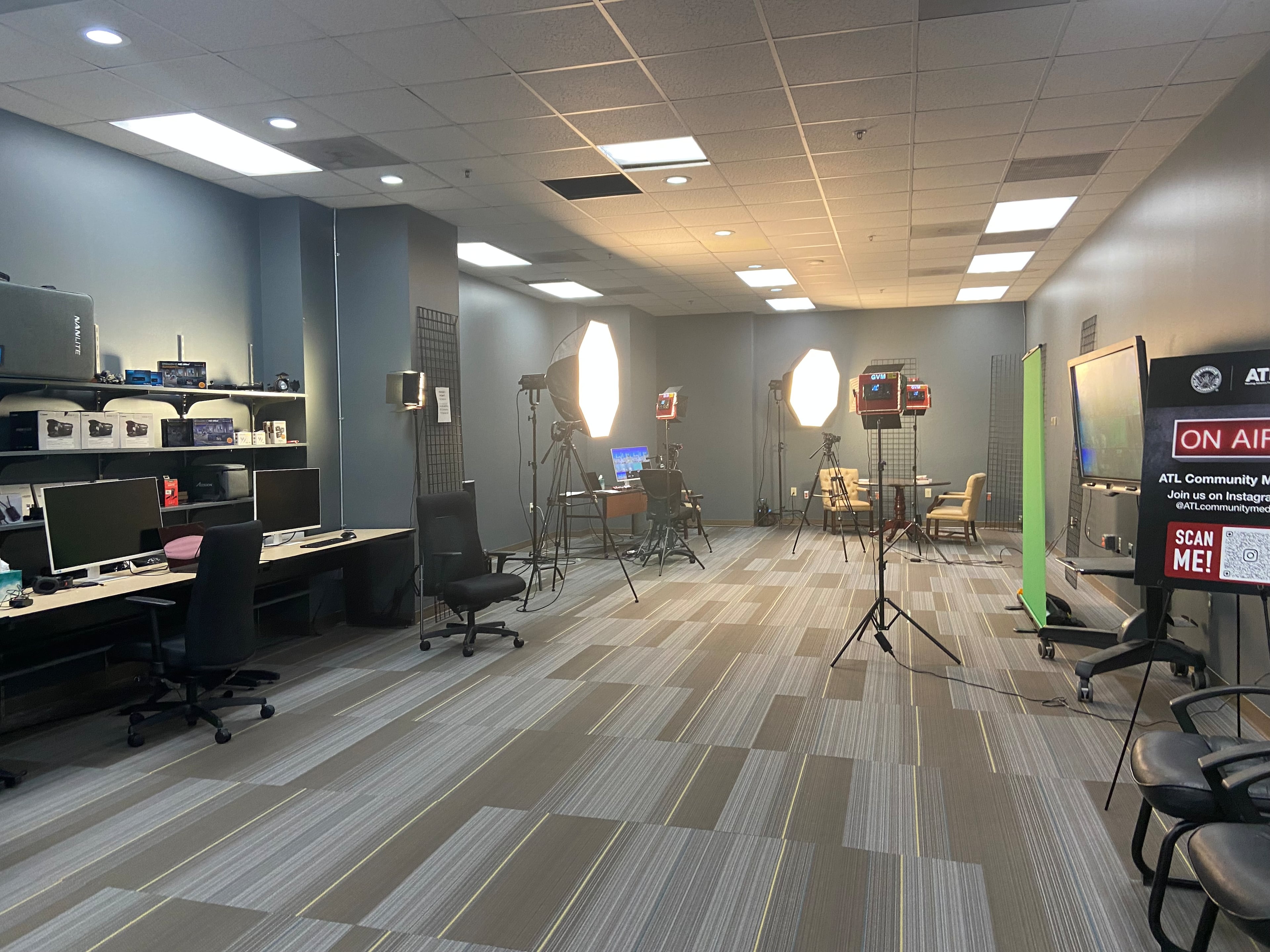 ATL Community Media's studio space at 2 Peachtree St. includes brand new equipment. (Savannah Sicurella / the AJC)