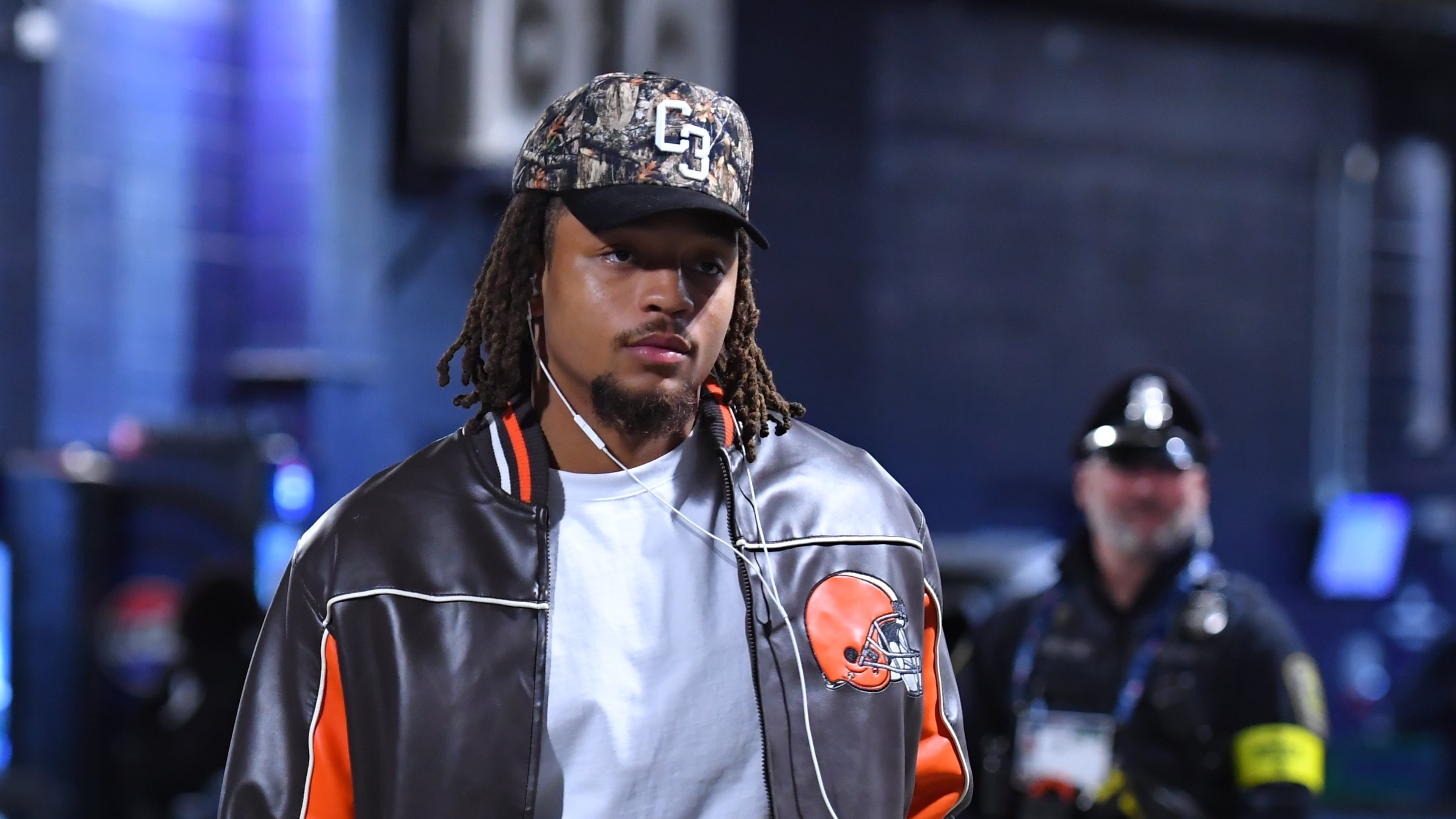 FILE - Cleveland Browns safety Ronnie Hickman arrives at Gillette Stadium prior to an NFL football game against the New England Patriots, Oct. 26, 2025, in Foxborough, Mass. (AP Photo/Steven Senne, File)