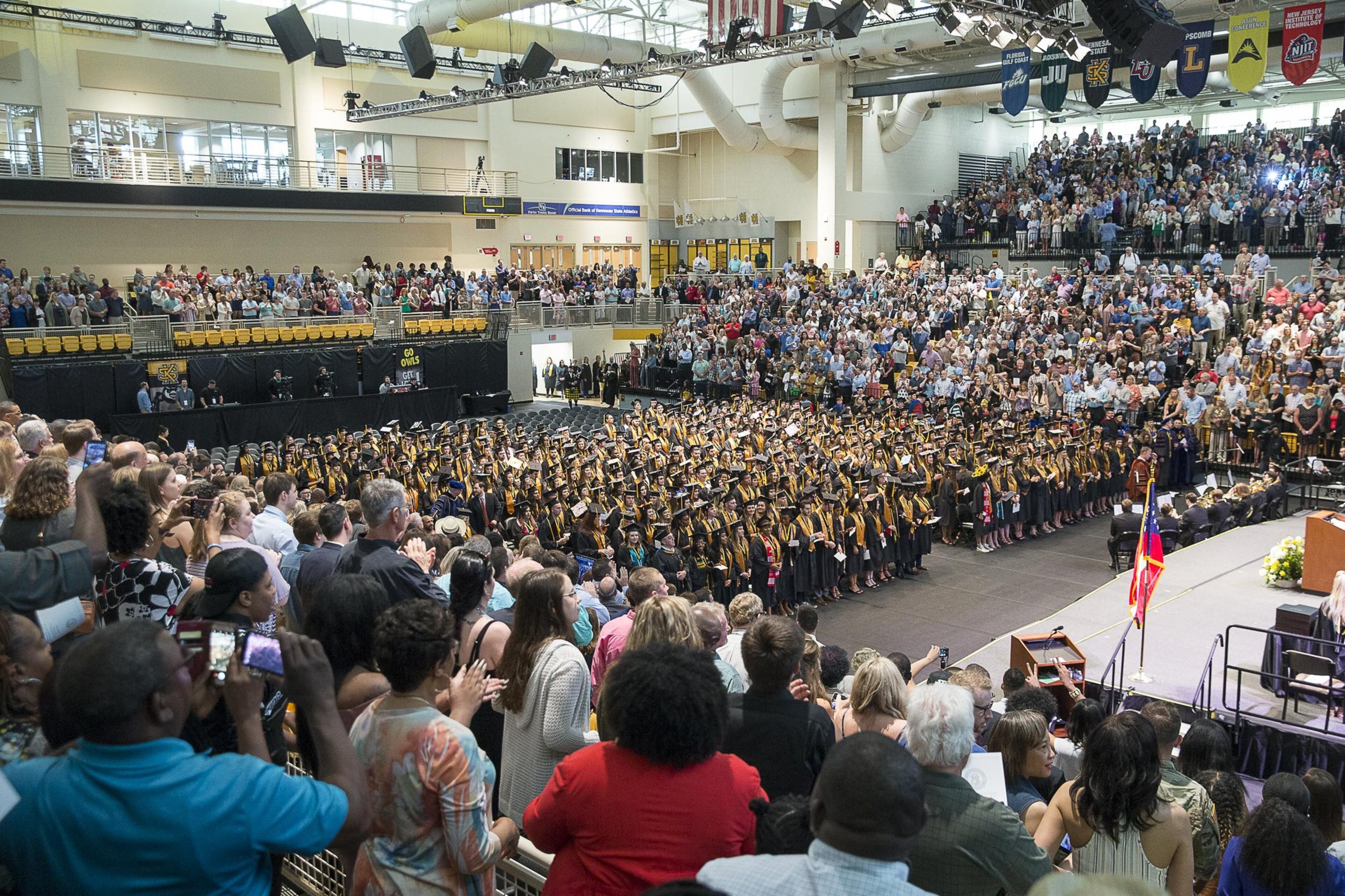 Kennesaw State University graduates during the 223rd Kennesaw State University commencement ceremony at the convocation center on the university’s main campus in Kennesaw on May 9, 2019.