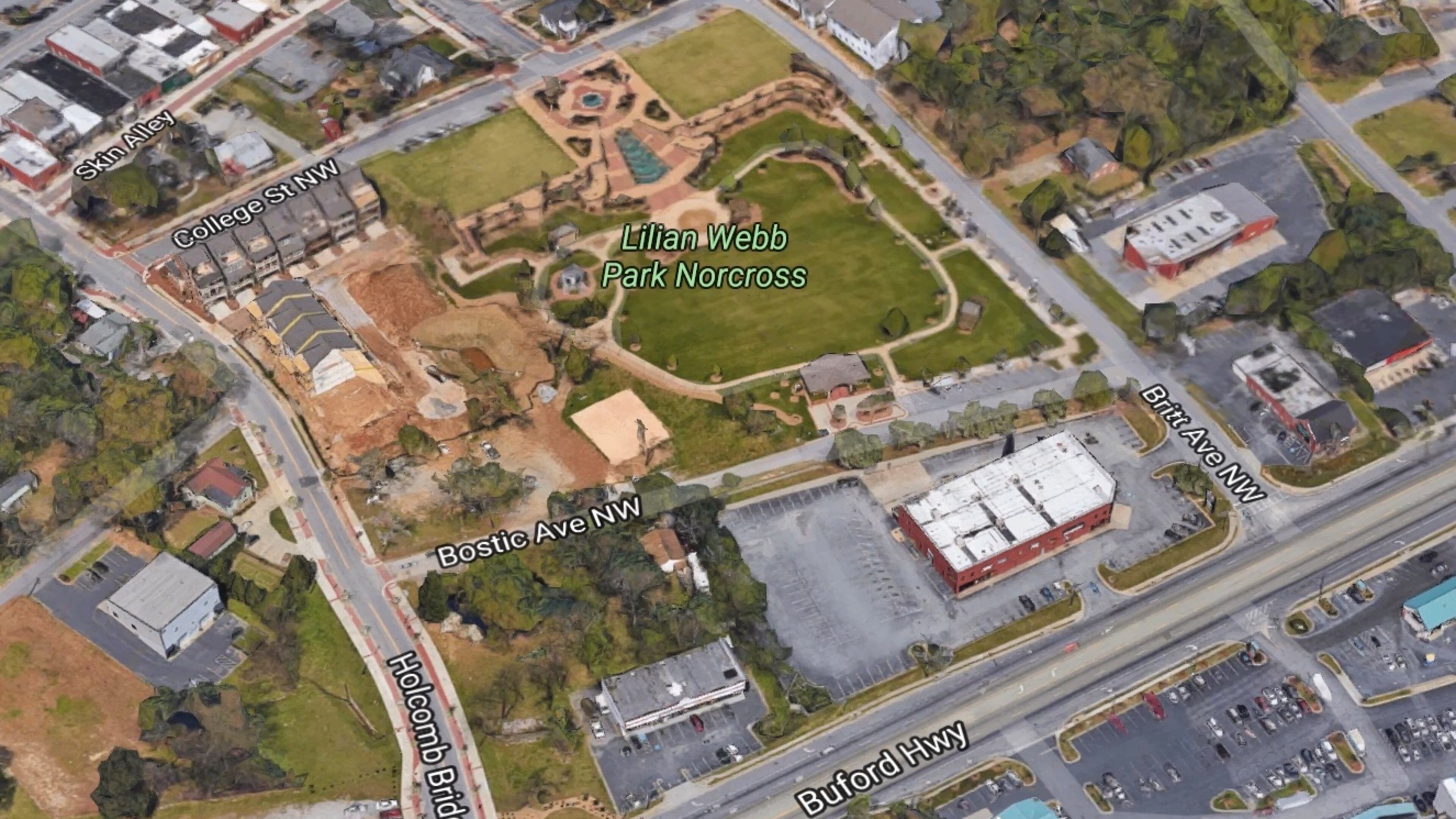 Norcross will hold a public meeting for input on the development area surrounding Lillian Webb Park. Google Maps
