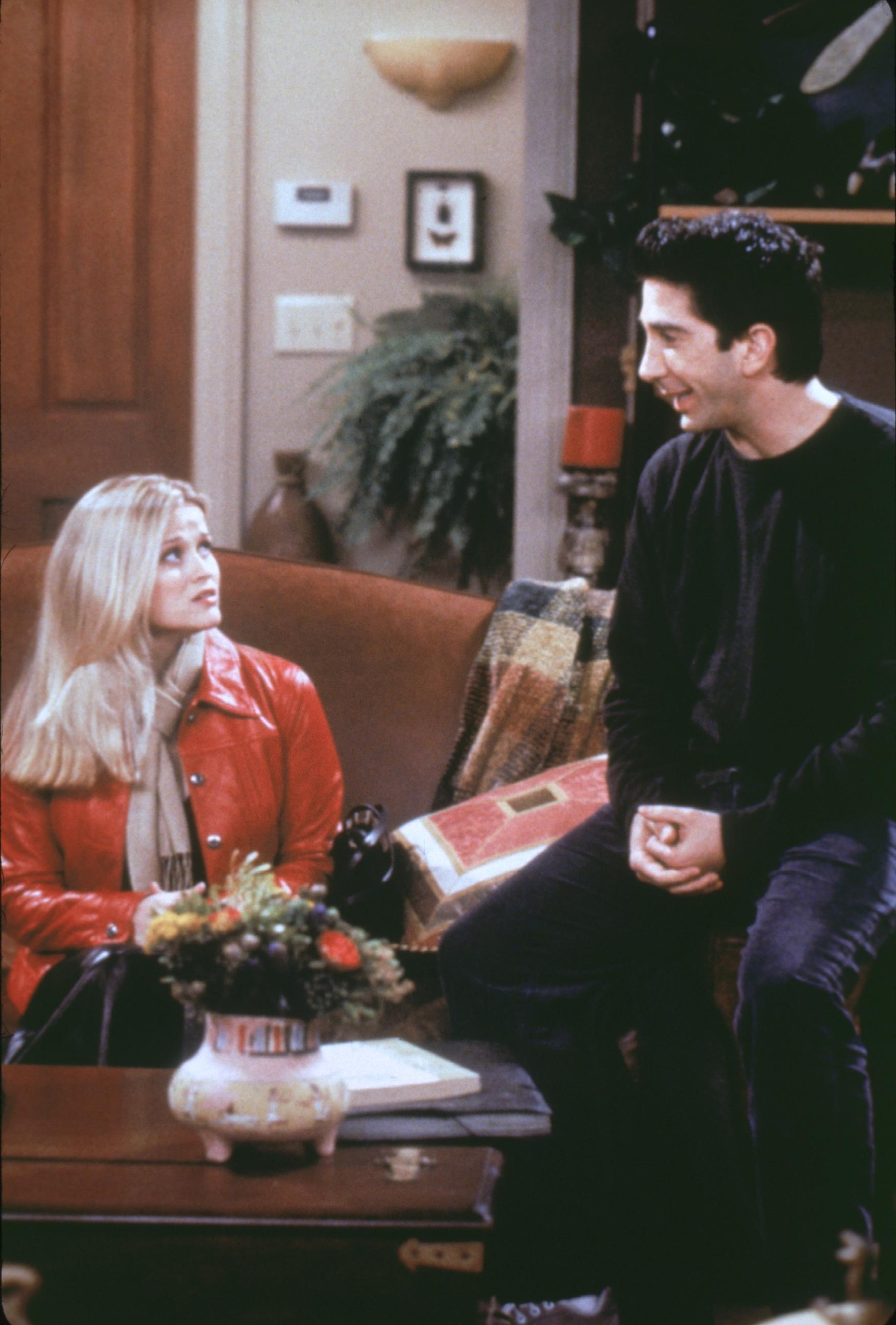 Reese Witherspoon guest stars with David Schwimmer on "Friends" (1999-2000 season, "The One With Rachel's Sister"). Photo: Warner Bros. NBC, Inc.