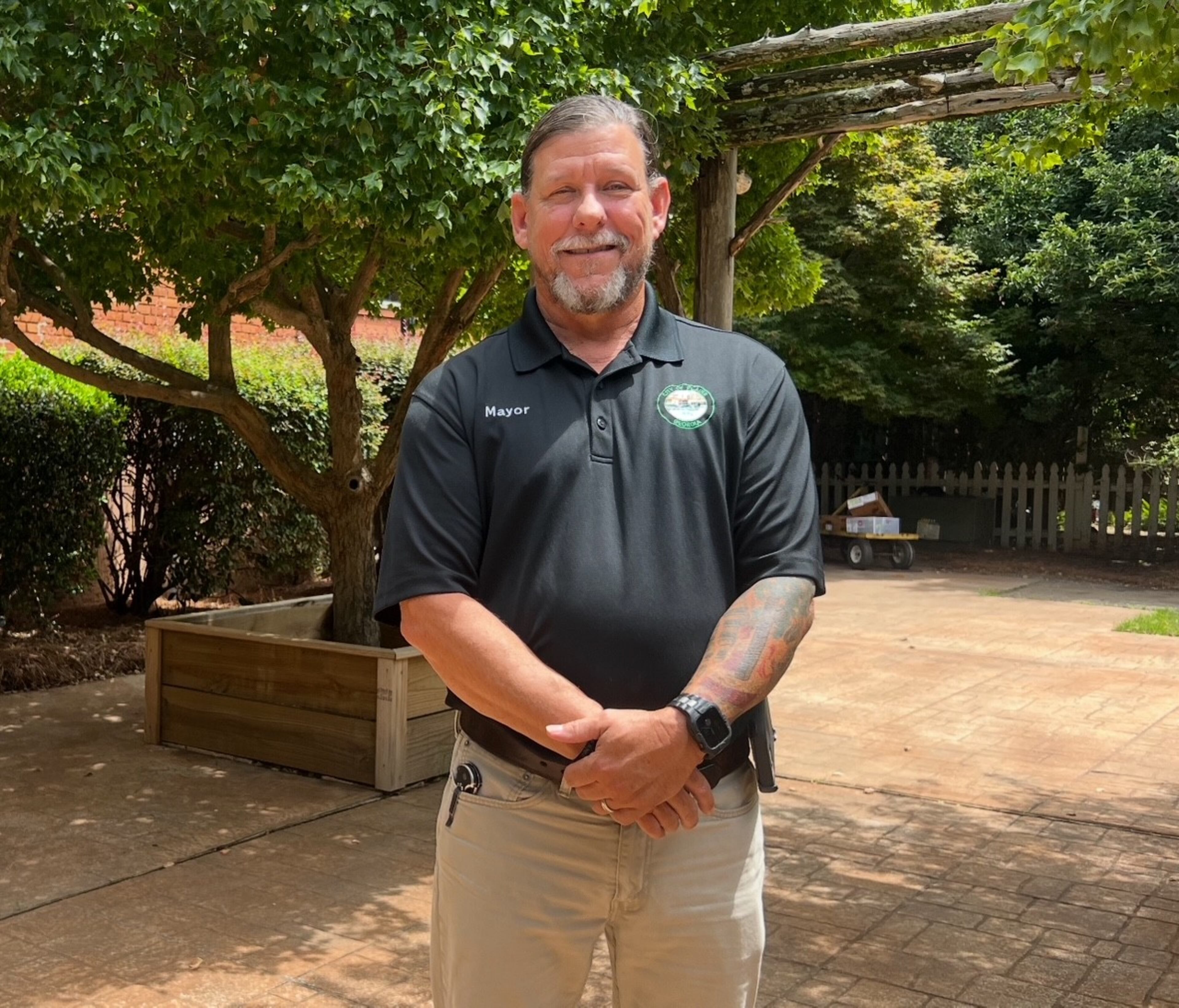 Plains Mayor Joey Recker spoke at the post office dedication ceremony Wednesday, July 2, 2025. Recker said: "President Carter showed us what right looks like — and we want to keep that legacy alive.” (Patricia Murphy/AJC)