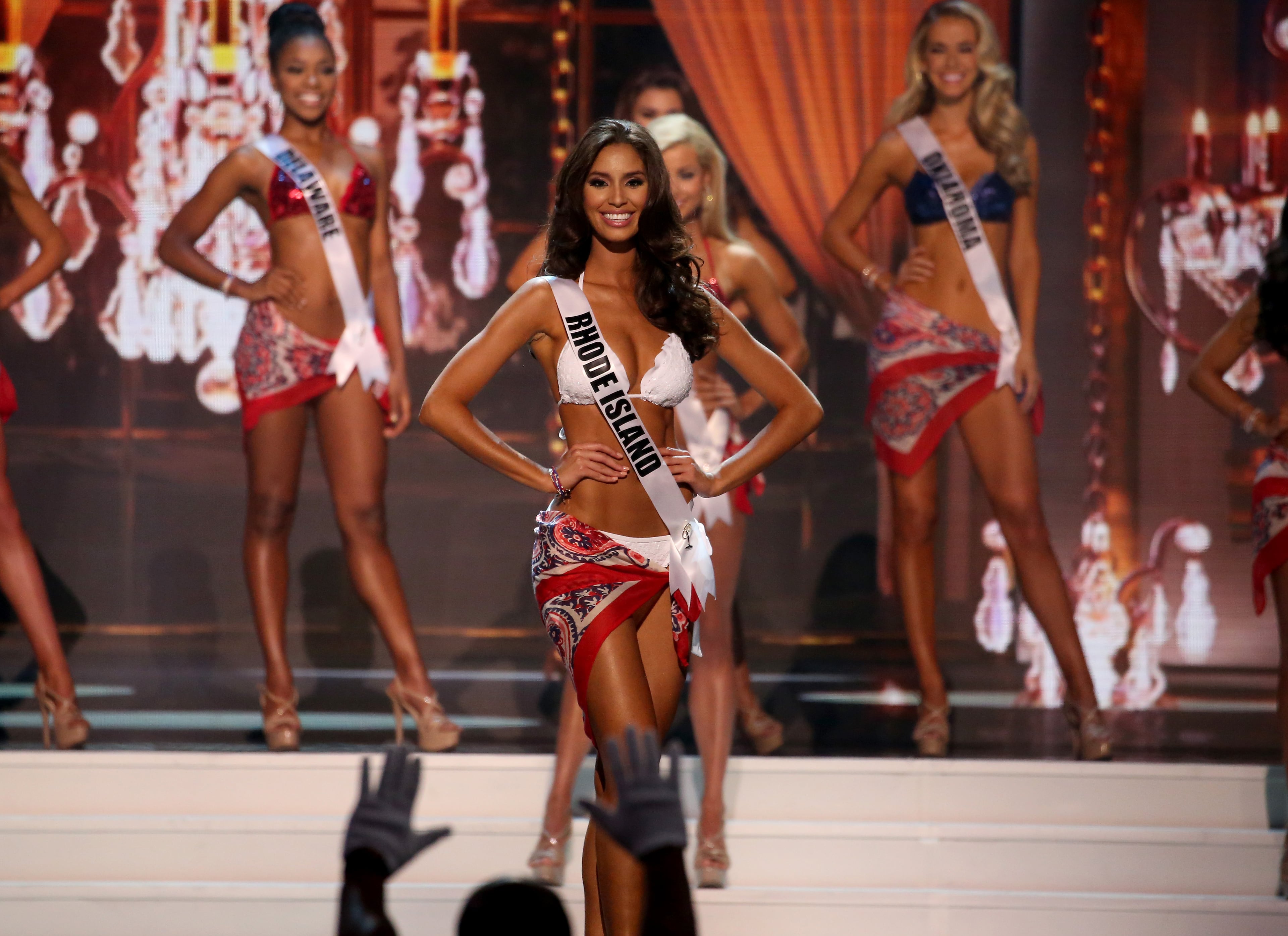 BATON ROUGE, LA - JULY 12: Miss Rhode Island Anea Garcia poses onstage at the 2015 Miss USA Pageant Only On ReelzChannel at The Baton Rouge River Center on July 12, 2015 in Baton Rouge, Louisiana. (Photo by Josh Brasted/Getty Images for Miss USA)