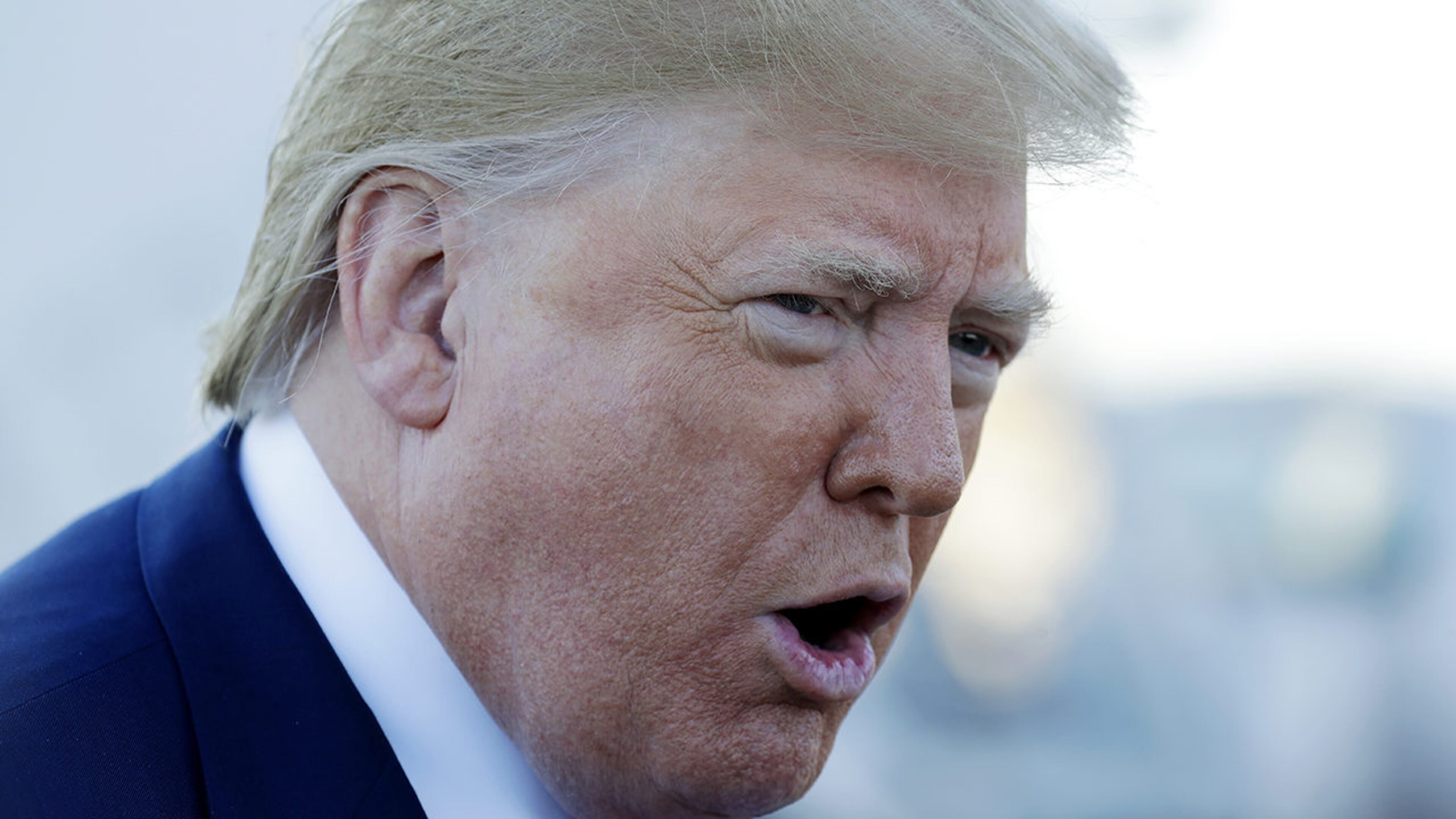 President Donald Trump talks to reporters before boarding Air Force One for a trip to Chicago to attend the International Association of Chiefs of Police Annual Conference and Exposition, Monday, Oct. 28, 2019, in Andrews Air Force Base, Md.